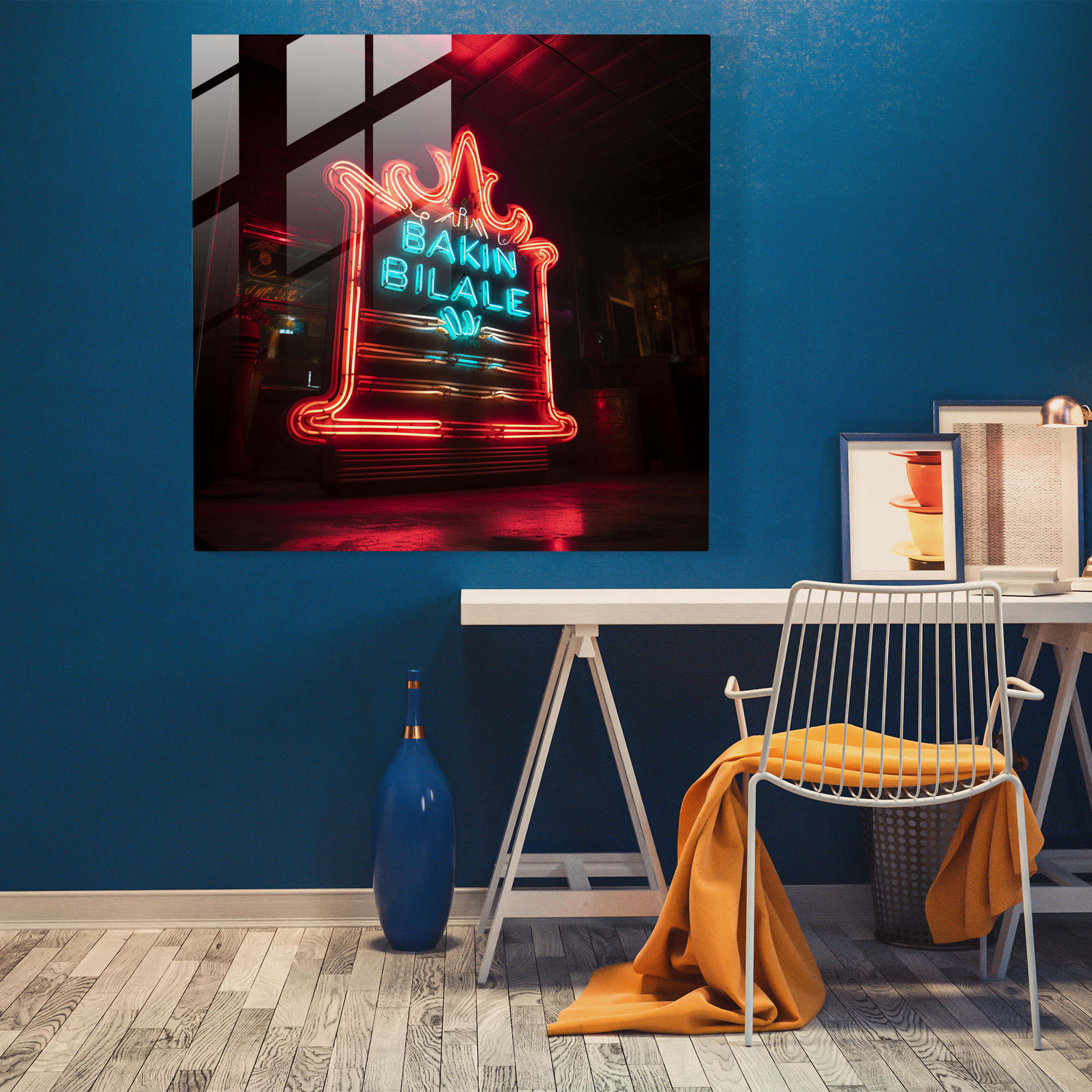 Retro Neon Nostalji Cam Tablo - Modern Sanat Zamansız Çekicilik