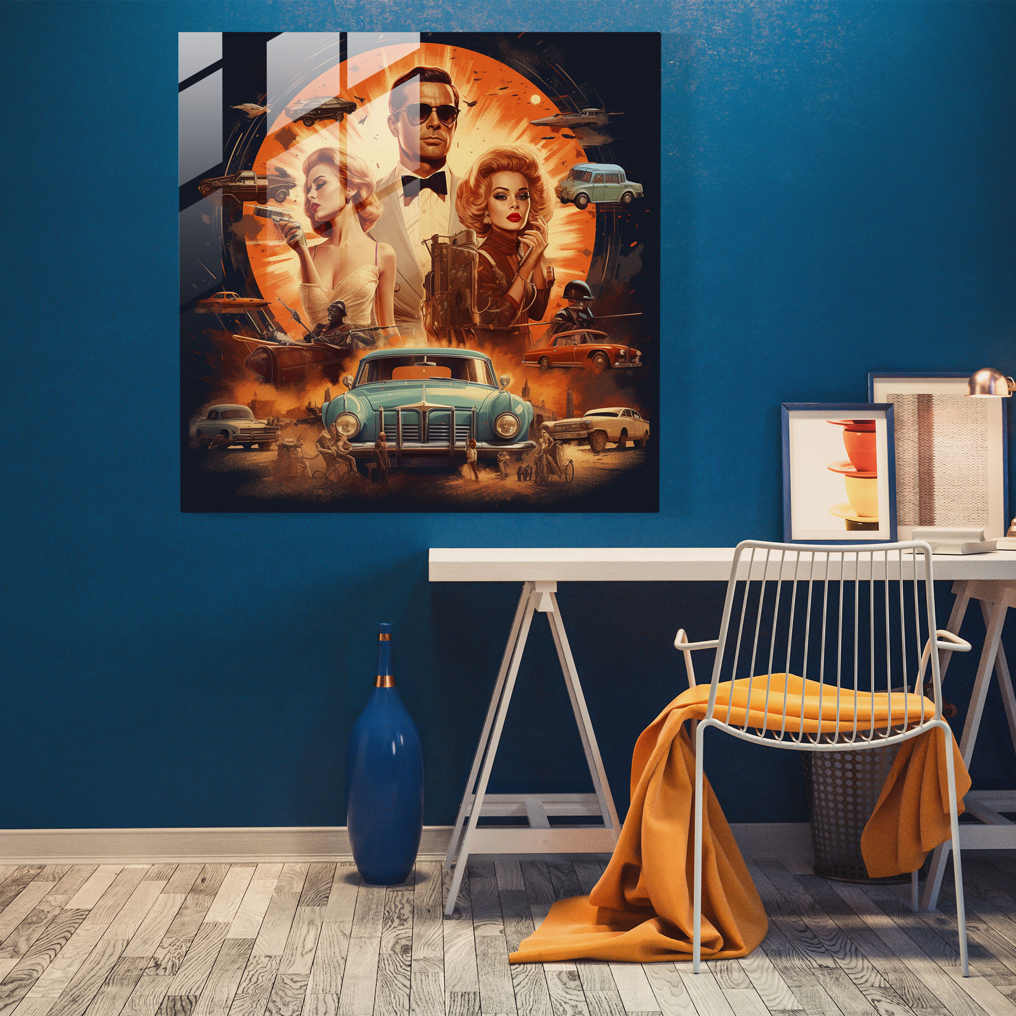 Nostalji Cam Tablo: Retro Film Poster - Sinemanın Altın Çağı Duvar Dekorasyonu