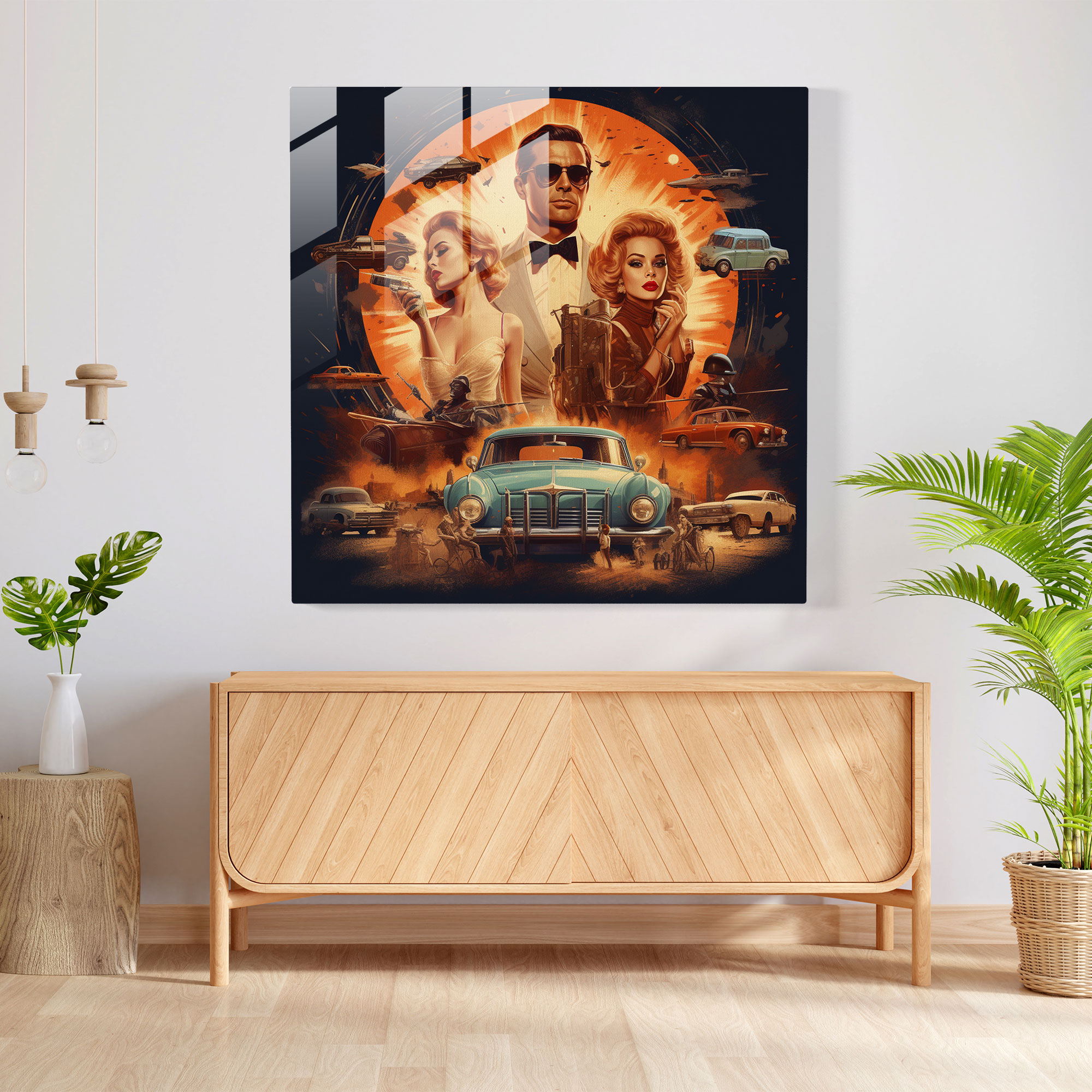 Nostalji Cam Tablo: Retro Film Poster - Sinemanın Altın Çağı Duvar Dekorasyonu