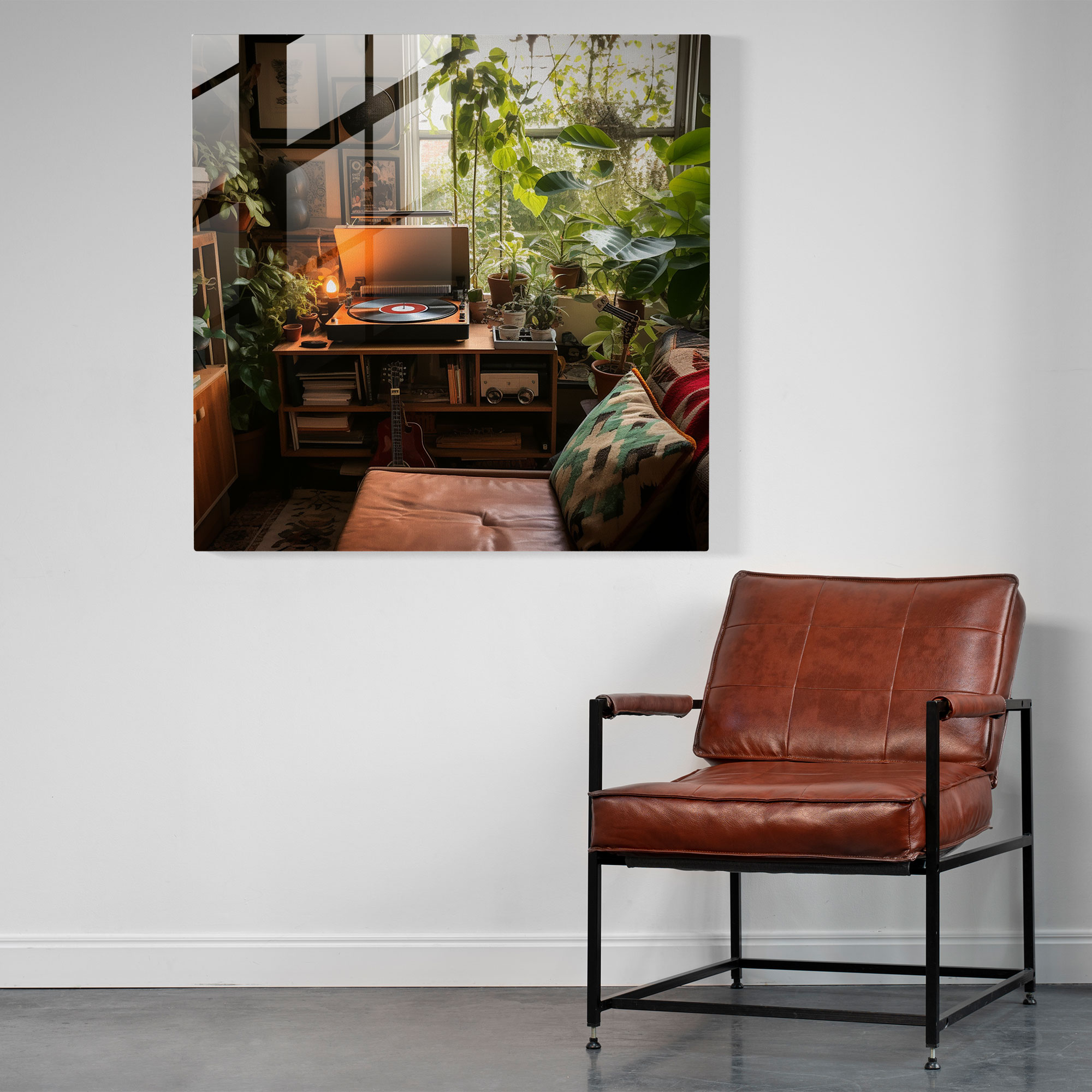 Nostalgia Glass Print: Vintage Record Player - Nostalgia, Vinyl, Wall Decoration, Nostalgic Atmosphere