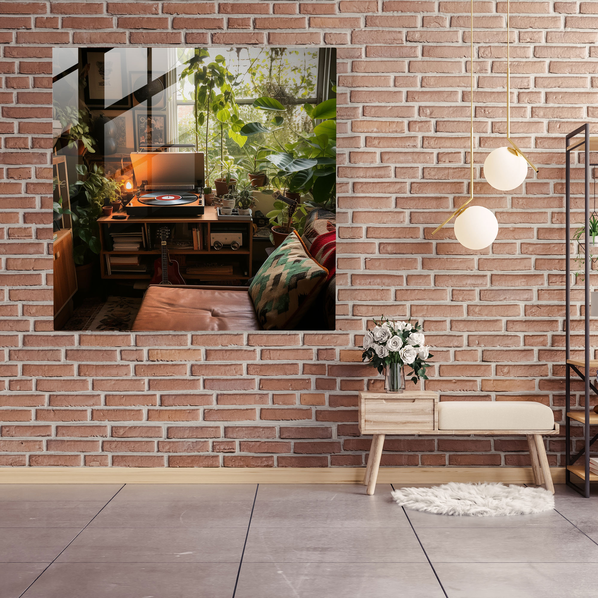 Nostalgia Glass Print: Vintage Record Player - Nostalgia, Vinyl, Wall Decoration, Nostalgic Atmosphere