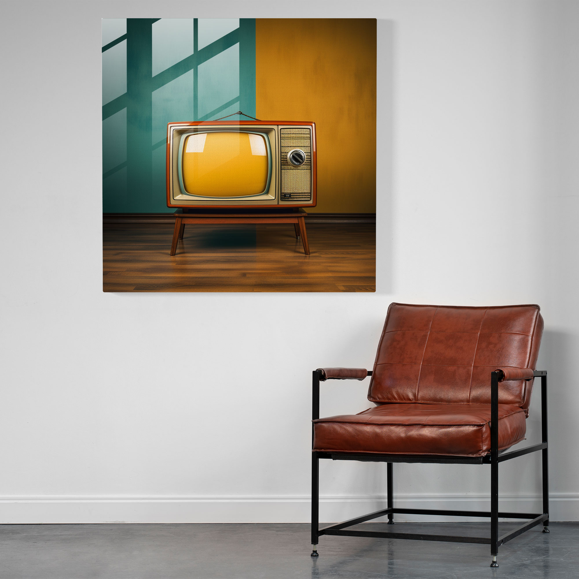 Nostalgia Glass Print: Retro Tv - Nostalgia, Static Screen, Home Decoration, Glass Print