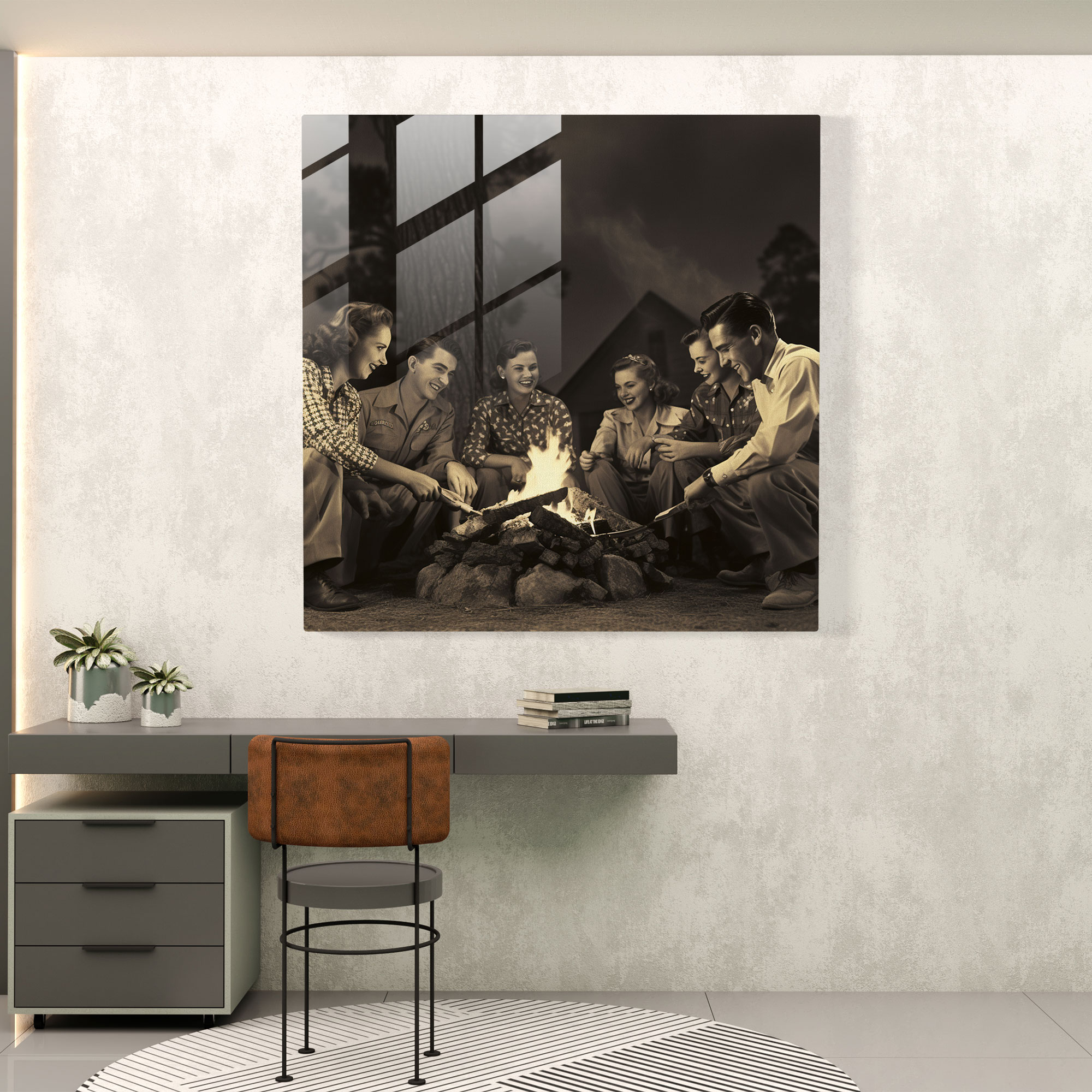 Campfire Memories Glass Print - Nostalgia, Nostalgia, Glass Print, Home Decoration