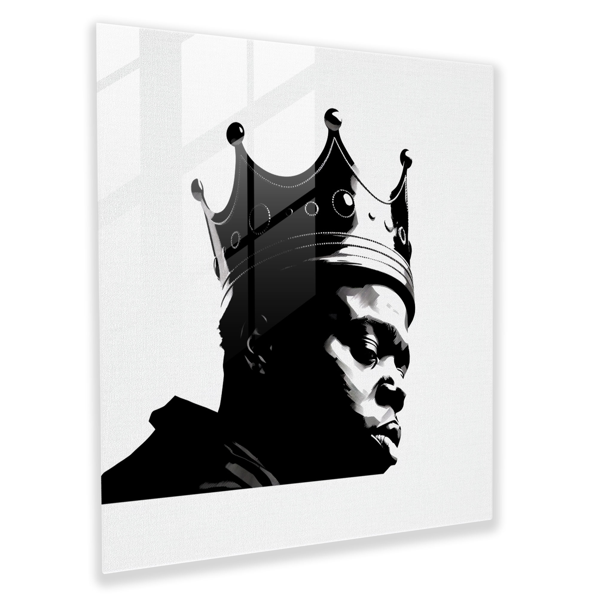 Notorious Big Cam Tablo - Minimalist Siyah Beyaz - Duvar Sanatı Cam Tablo Duvar Dekorasyonu