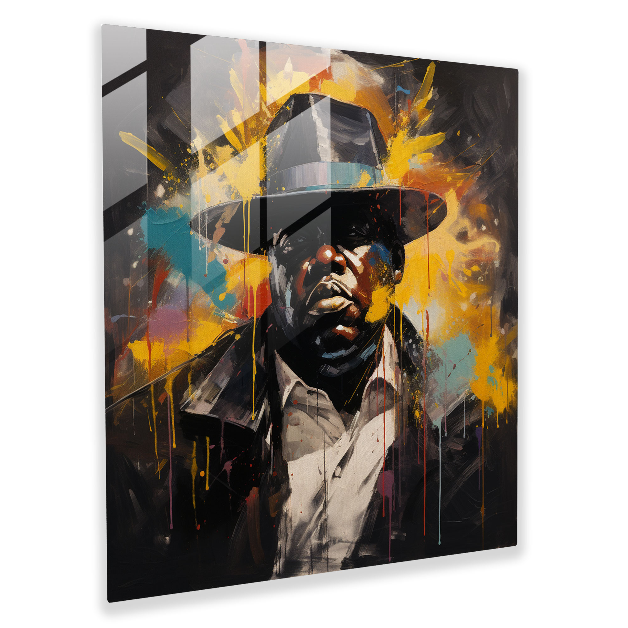 Emotional Notorious Big Glass Print - Abstract Expressionist Painting - Notorious Big, Home Decoration, Notorious Big, Glass Art
