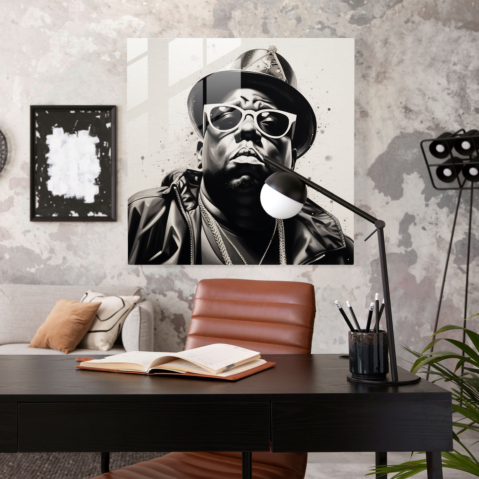 Realistic Notorious Big Glass Print - Detailed Black And White Portrait - Notorious Big, Glass Wall Art, Notorious Big, Realistic Portrait