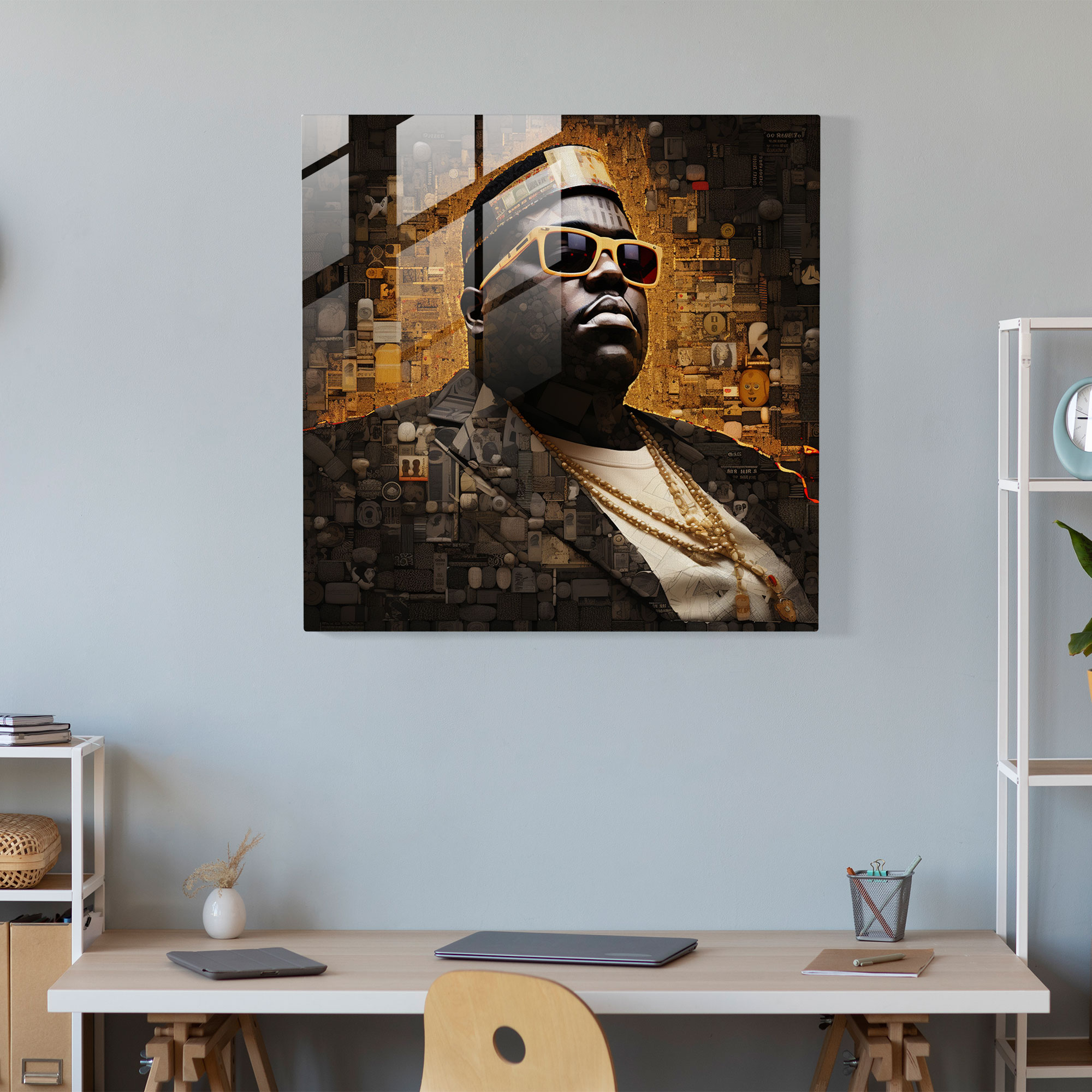 Notorious Big Glass Print Collage - Notorious Big, Collage, Wall Decoration, Glass Wall Art