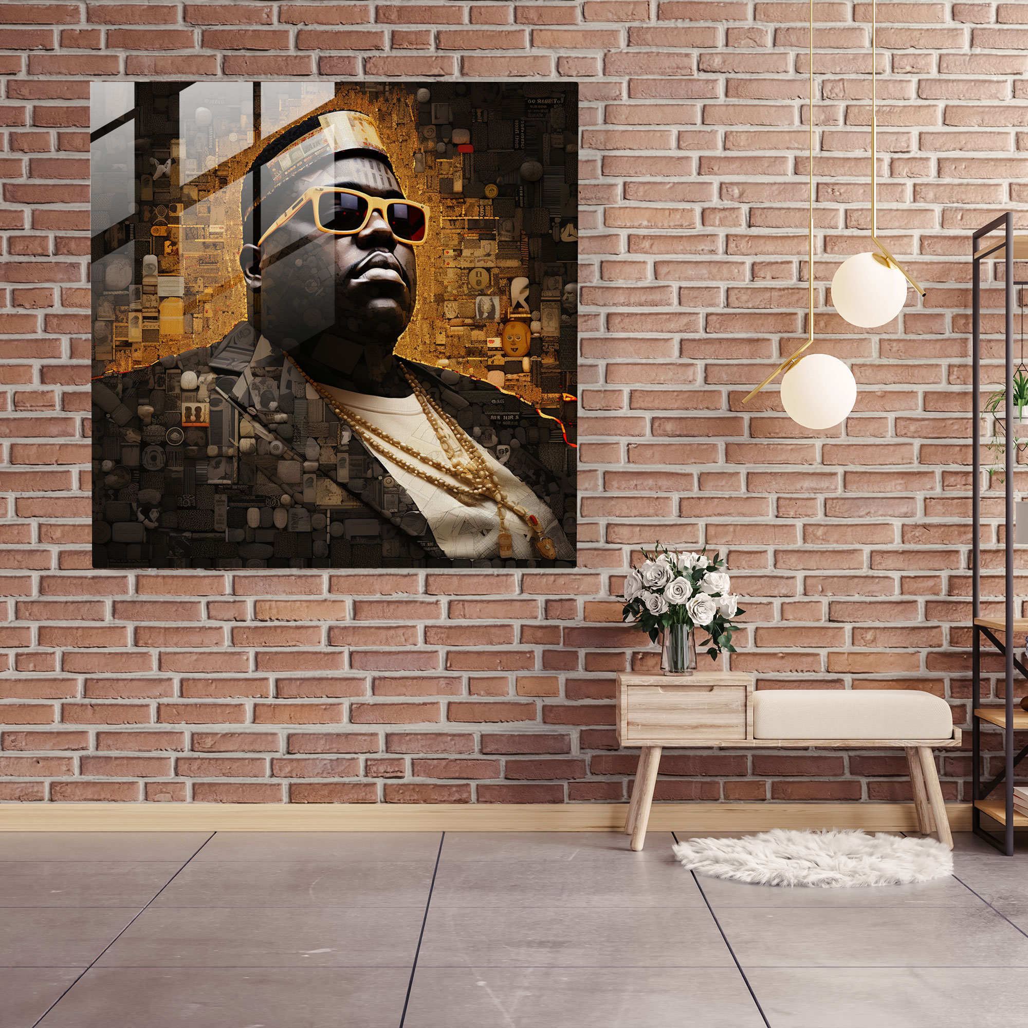 Notorious Big Glass Print Collage - Notorious Big, Collage, Wall Decoration, Glass Wall Art