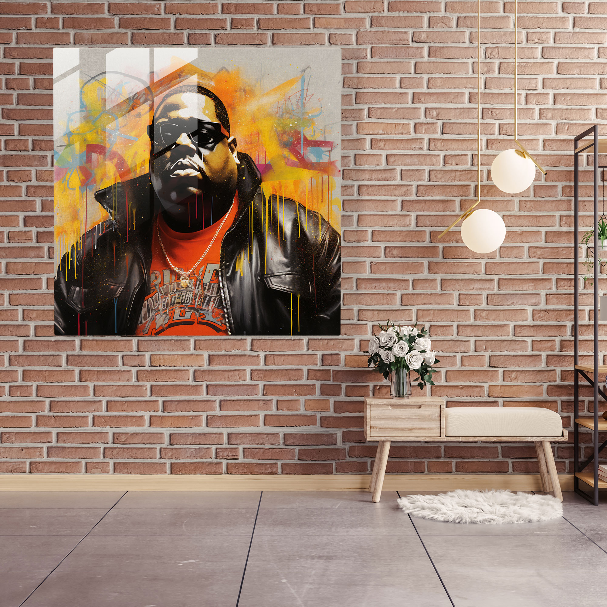 Notorious B.i.g. Cam Tablo Sanatı - Graffiti Stili Modern Sanat