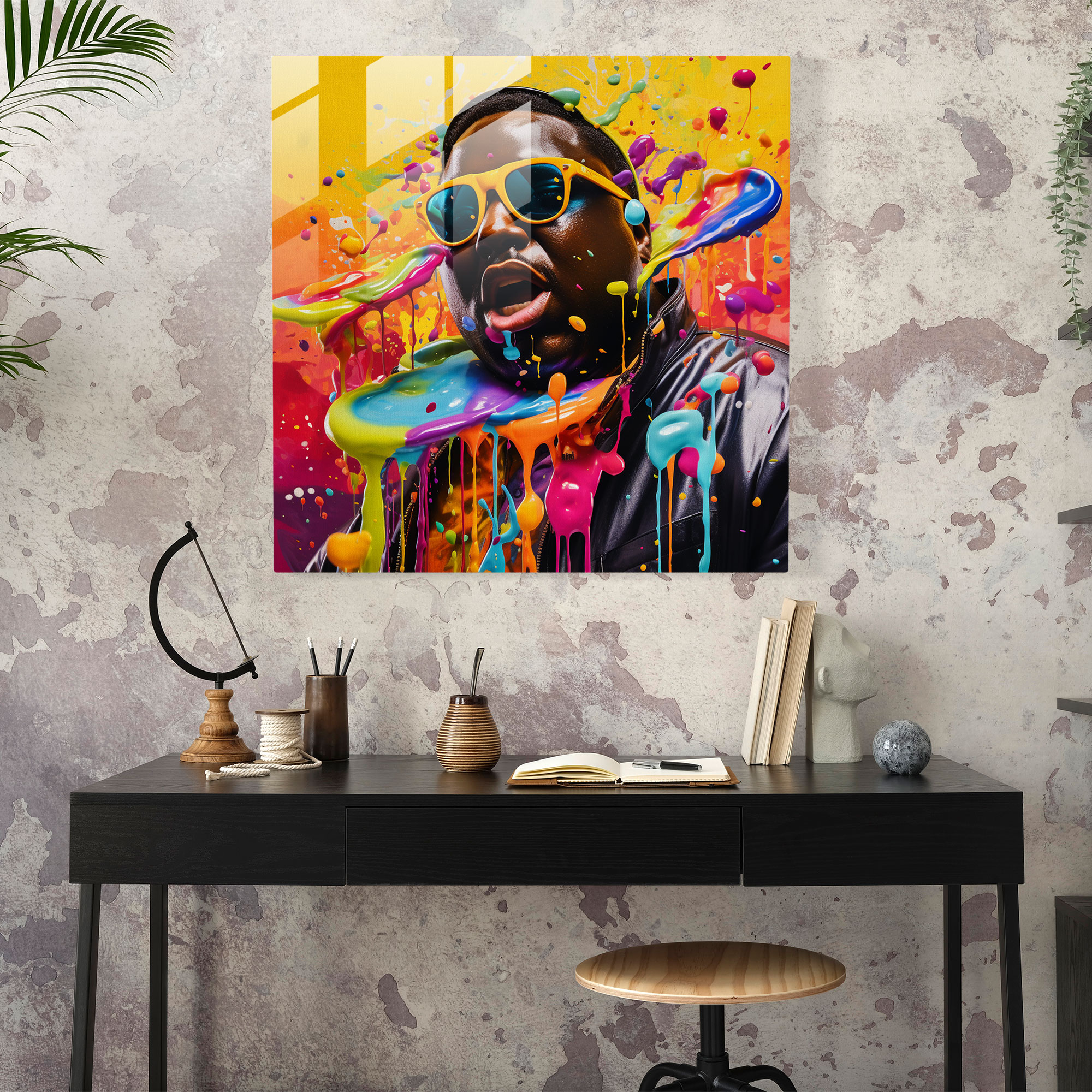 Notorious B.i.g. Abstract Glass Wall Art - Notorious Big, Vivid Colors, Glass Print, Modern Art