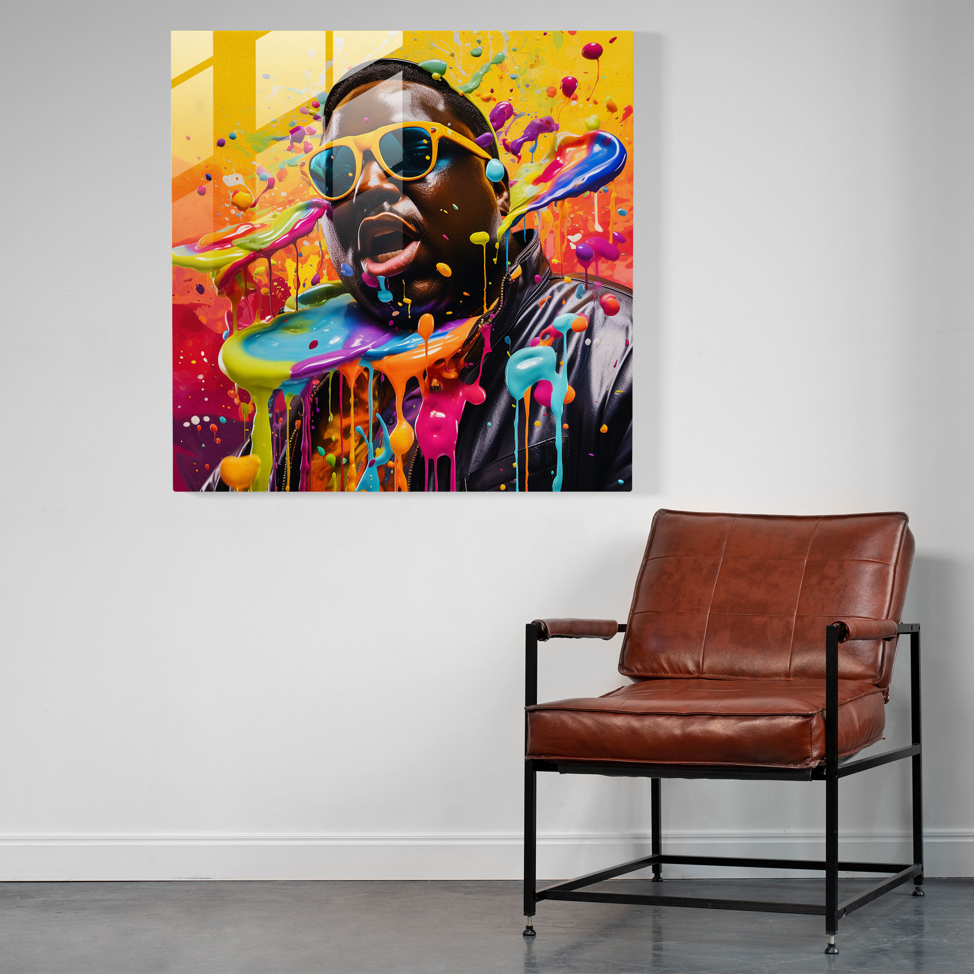 Notorious B.i.g. Abstract Glass Wall Art - Notorious Big, Vivid Colors, Glass Print, Modern Art