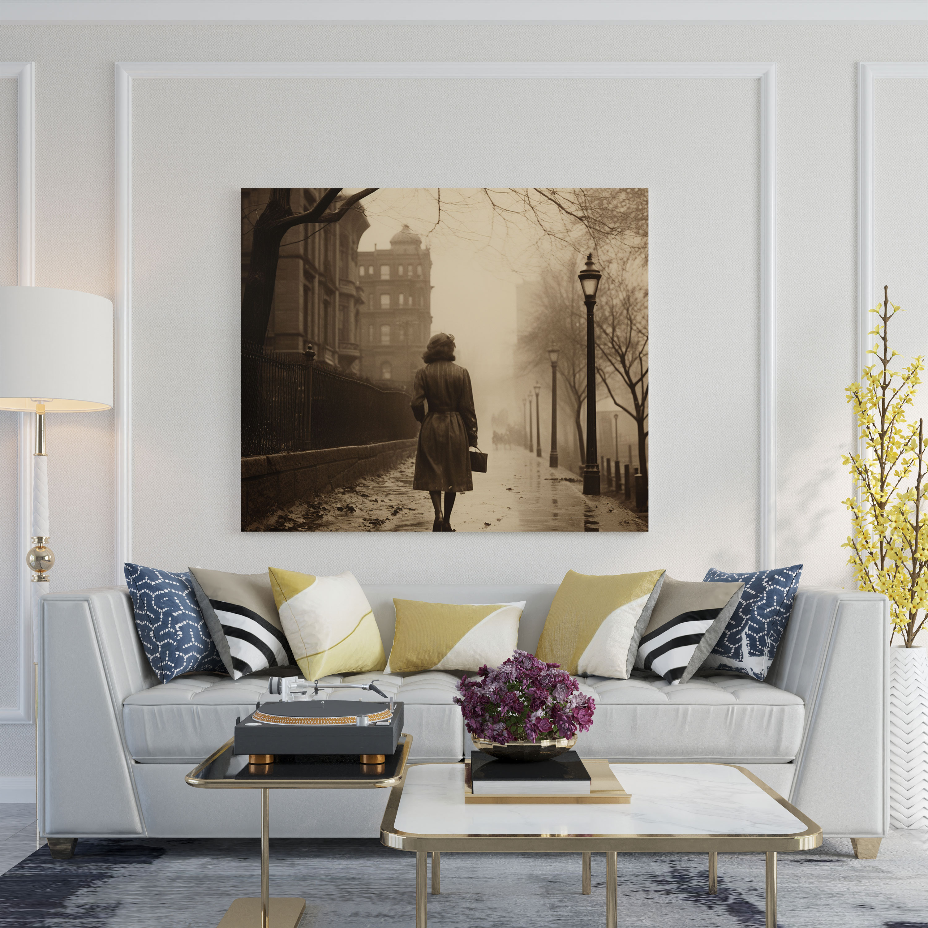 Nostalgia Canvas Print - Woman Walking Down The Street - Nostalgia, Wall Decoration, Vintage, Home Decoration