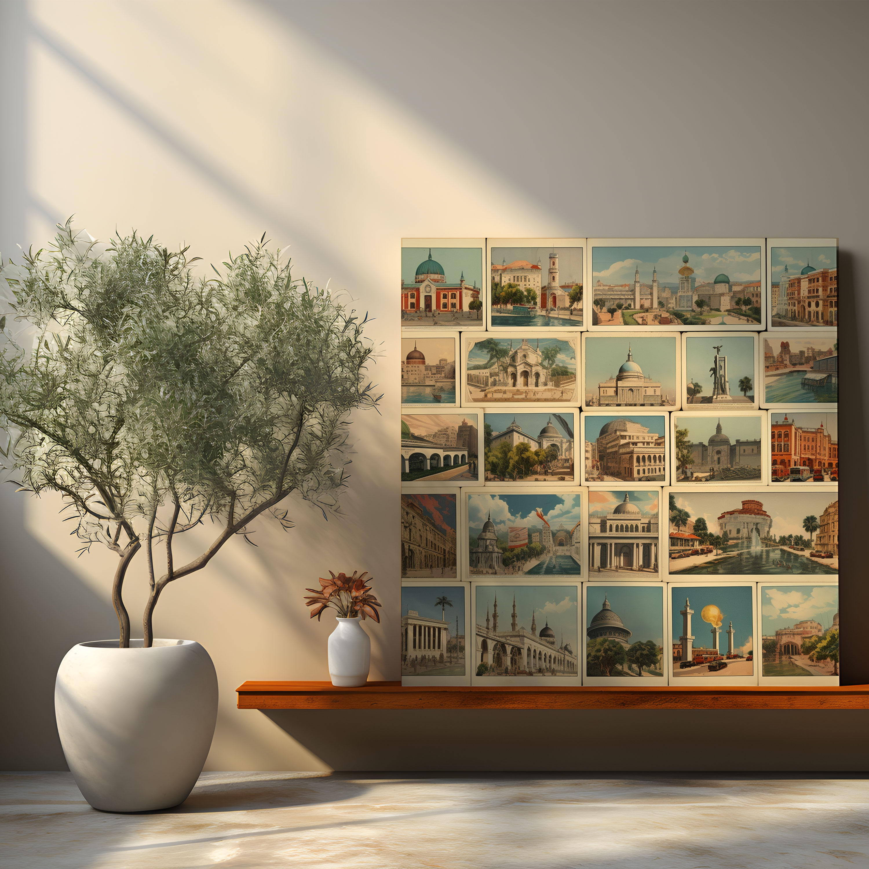 Nostalgia Wall Decoration - Vintage Postcards From Different Cities - Nostalgia, Canvas Print, Spirit Of Wanderlust, Canvas