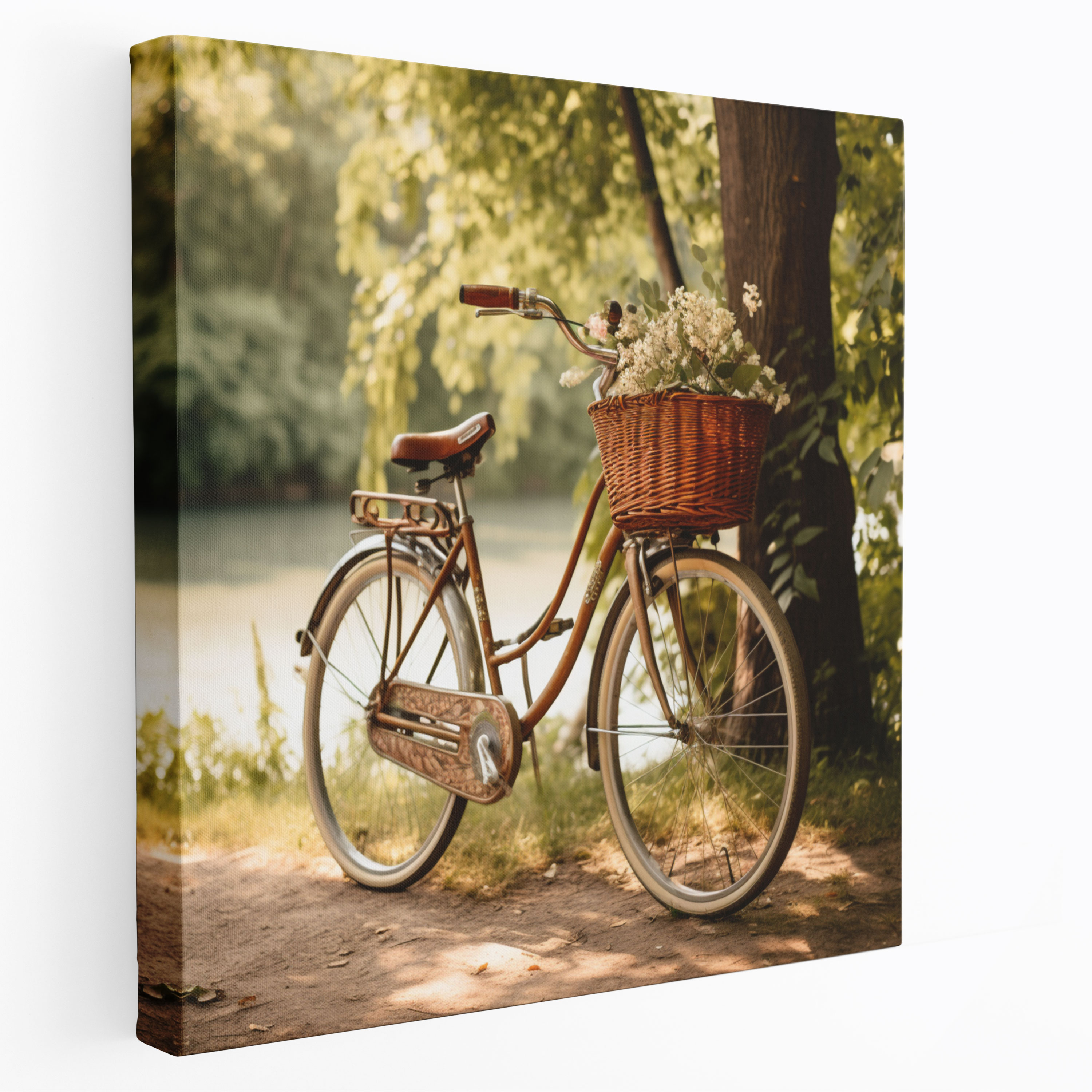 Nostalgia Canvas Print - Antique Bicycle With Wicker Basket - Nostalgia, Nostalgia, Scenic Landscapes, Canvas Print