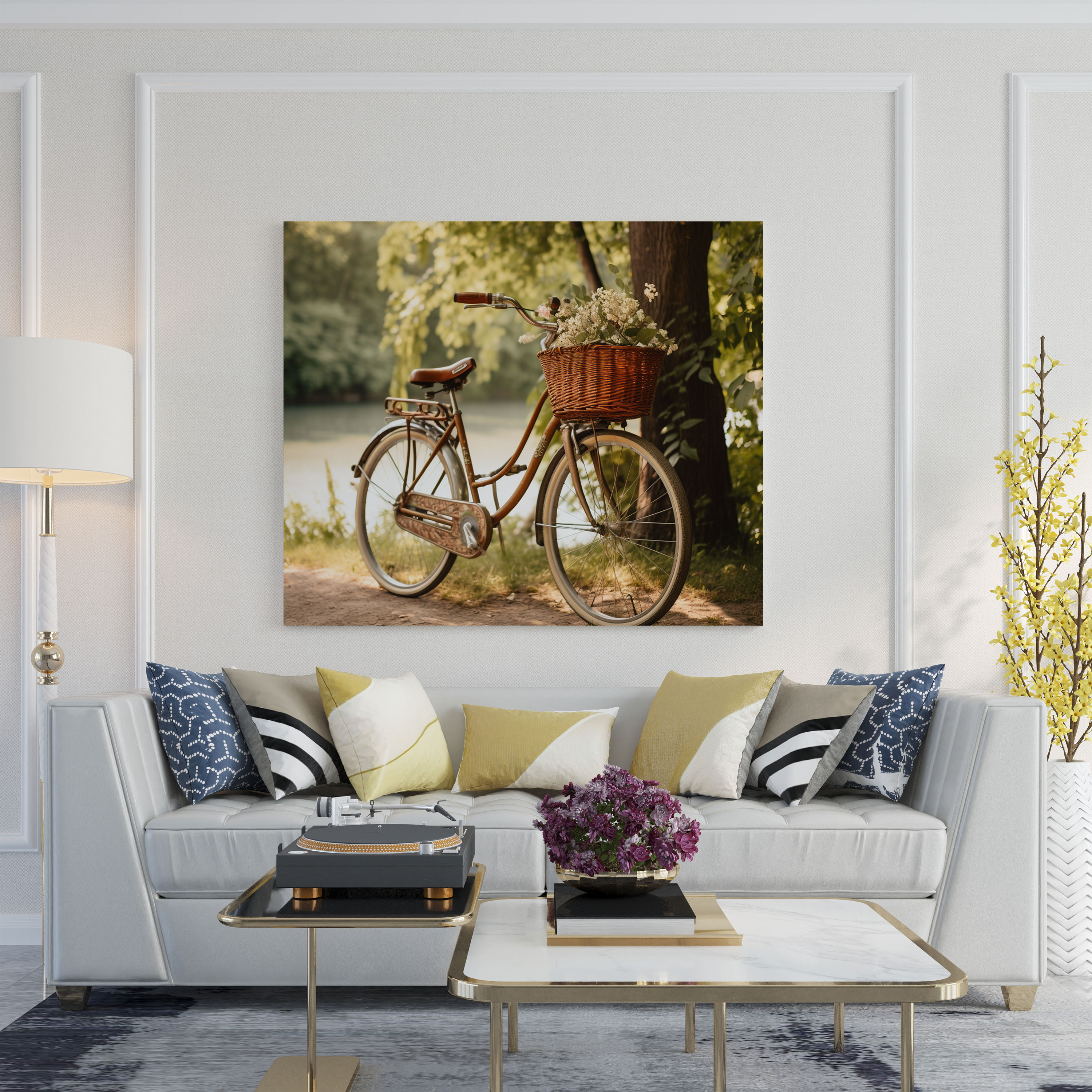 Nostalgia Canvas Print - Antique Bicycle With Wicker Basket - Nostalgia, Nostalgia, Scenic Landscapes, Canvas Print