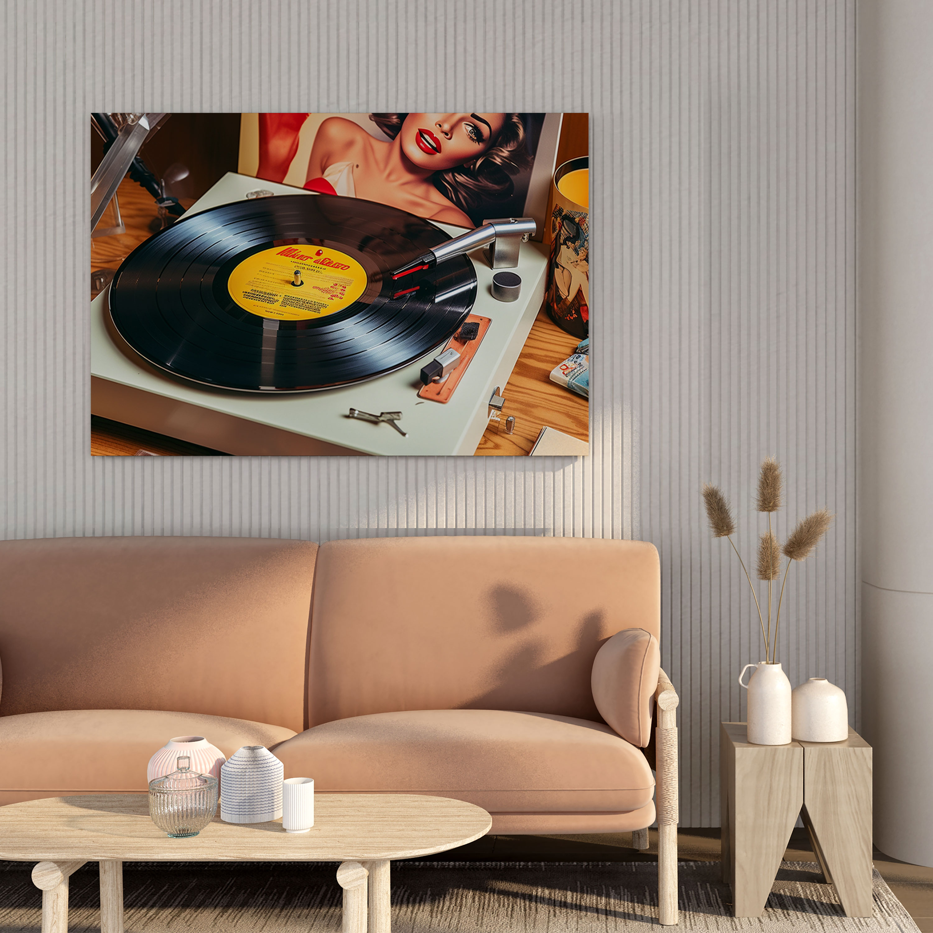 Nostalgia Wall Decoration - Retro Record Player Canvas Print - Nostalgia, Vinyl Records, Wall Art, Album Covers