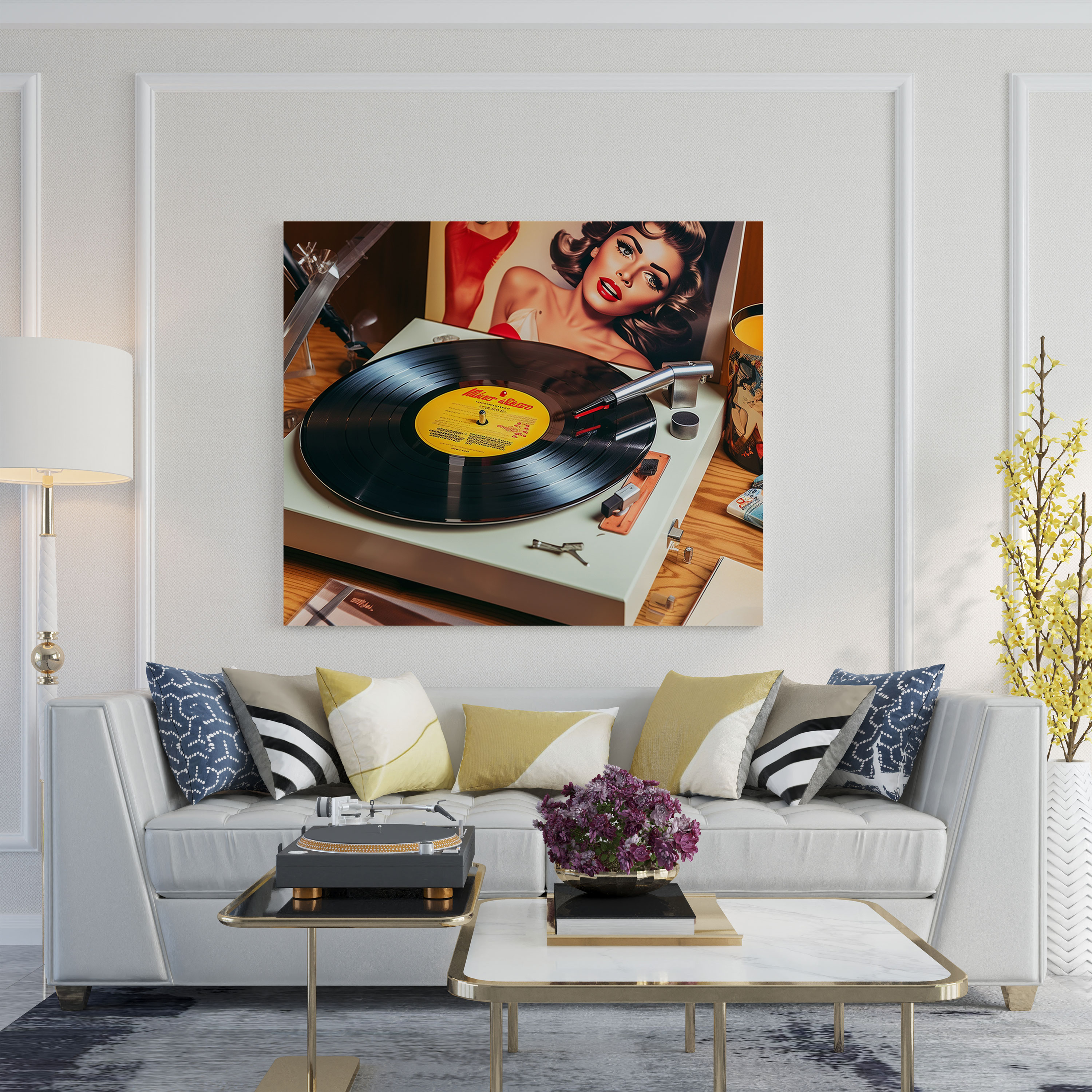 Nostalgia Wall Decoration - Retro Record Player Canvas Print - Nostalgia, Vinyl Records, Wall Art, Album Covers
