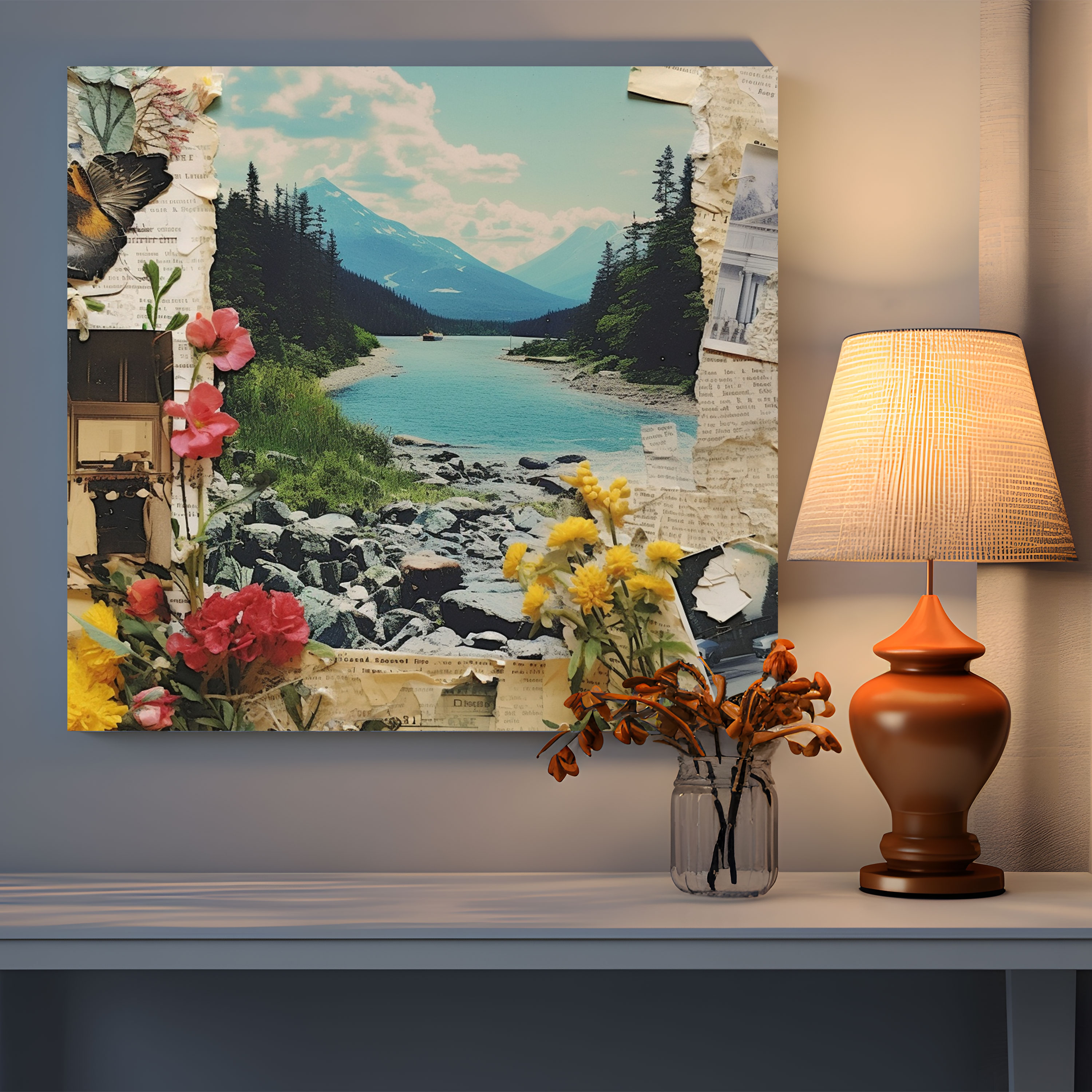 Nostaljik Kanvas Tablo - Vintage Kartpostal Kolaj Duvar Sanatı