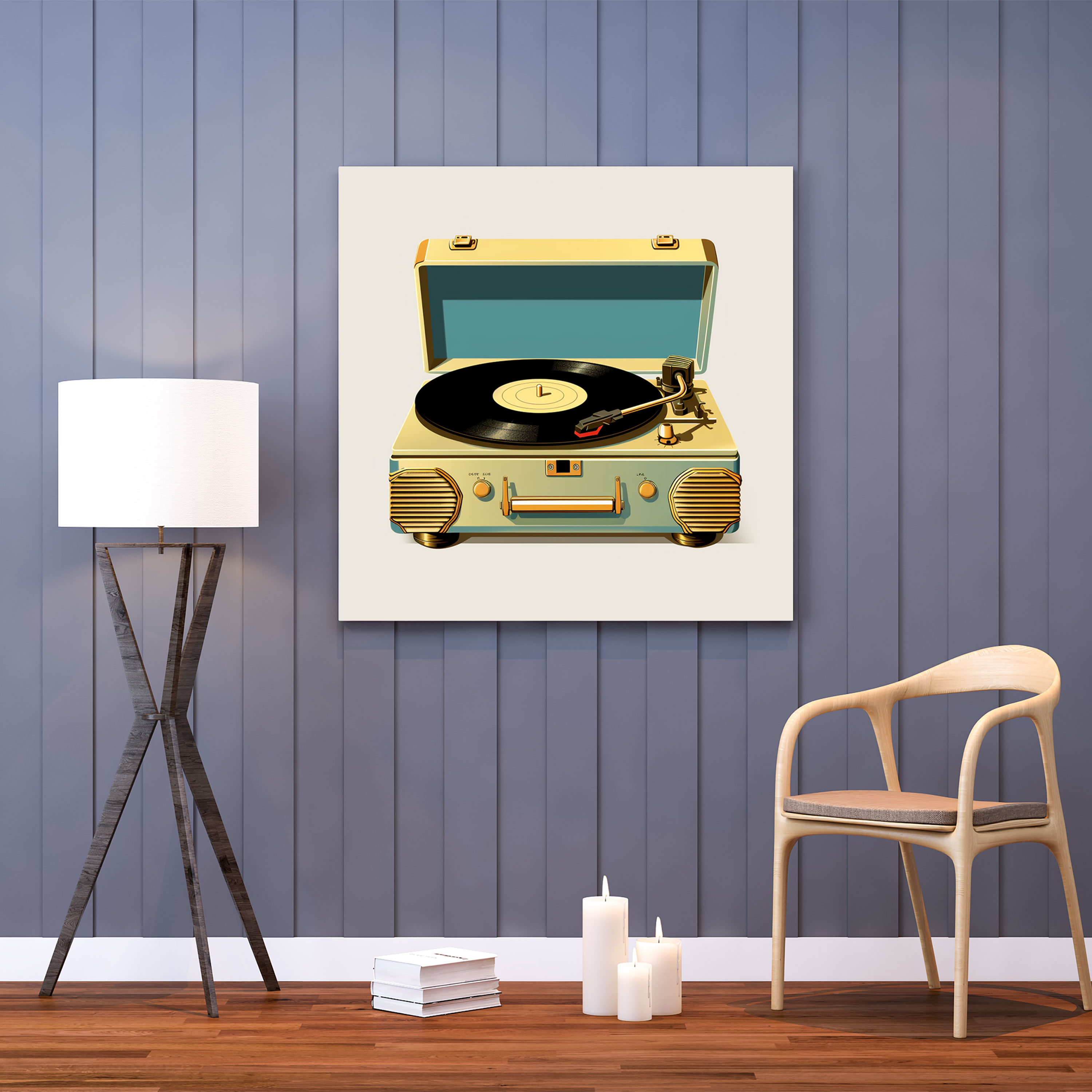 Nostalgia Vintage-Style Illustration Canvas Print - Old Record Player - Nostalgia, Canvas Print, Canvas Wall Art, Golden Era Of Music