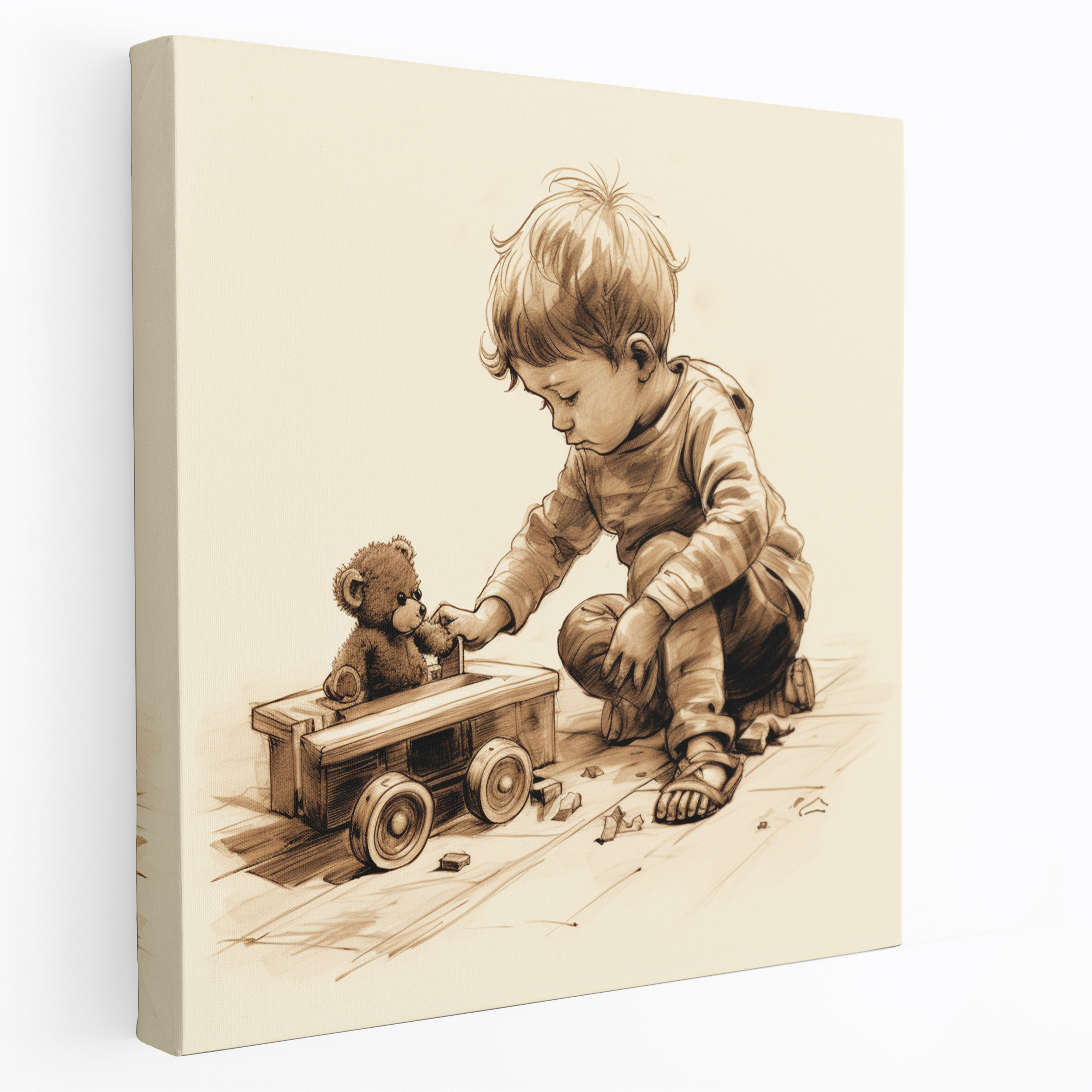 Nostalgic Wooden Toy Canvas Print - Nostalgia, Joy, Home Decoration, Canvas
