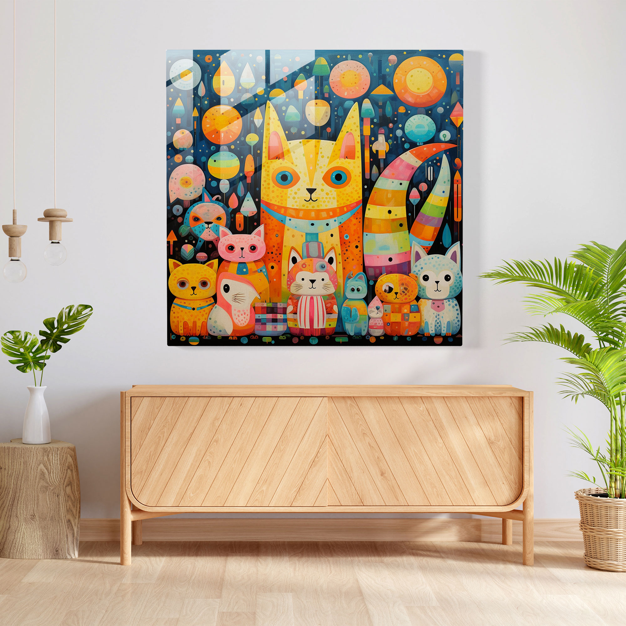 Nursery Glass Print - Colorful Abstract Animal Theme - Nursery, Wall Decoration, Nursery Theme, Glass Wall Art
