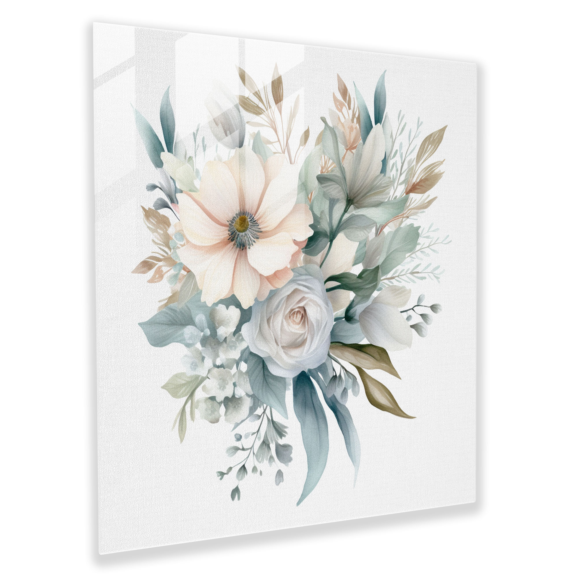 Nursery Glass Print - Watercolor Flower Bouquet - Nursery, Nursery Theme, Modern Art, Wall Decoration