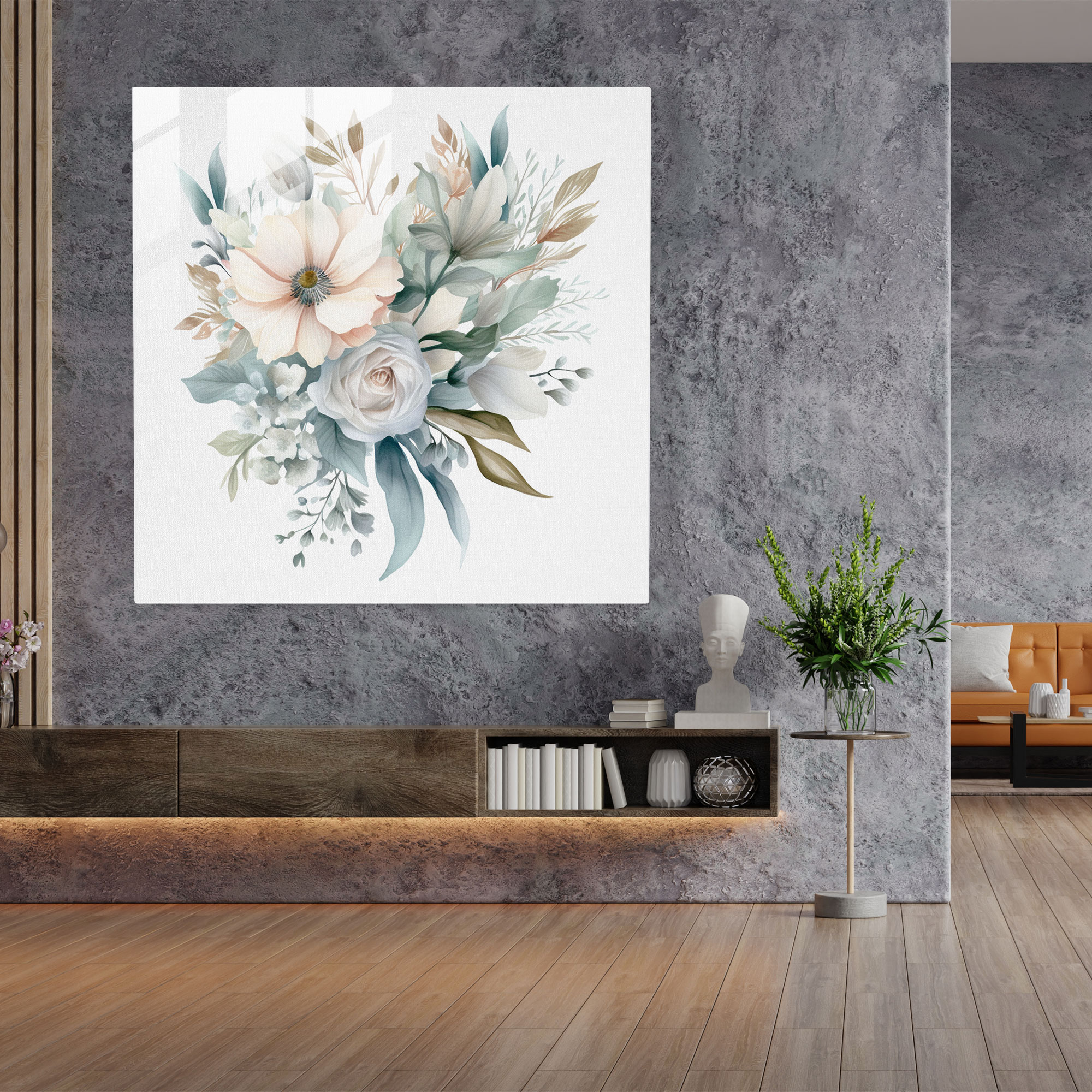 Nursery Glass Print - Watercolor Flower Bouquet - Nursery, Nursery Theme, Modern Art, Wall Decoration
