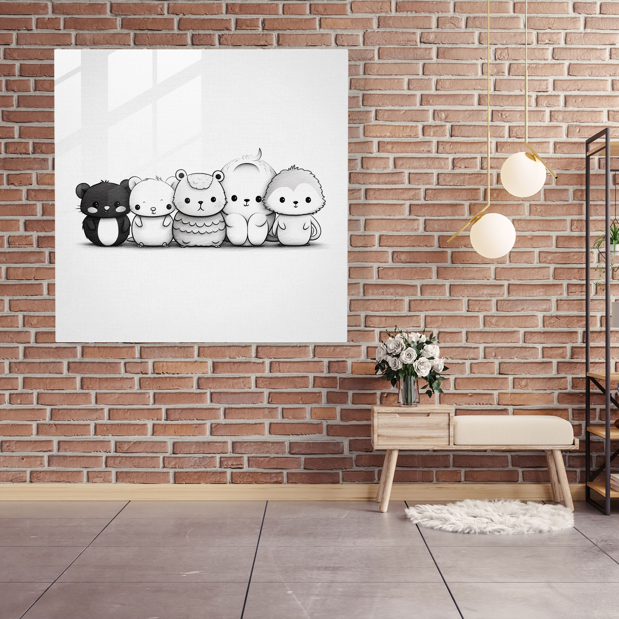 Nursery Glass Print - Minimalist Animal Collection - Nursery, Wall Decoration, Modern Art, Glass Print