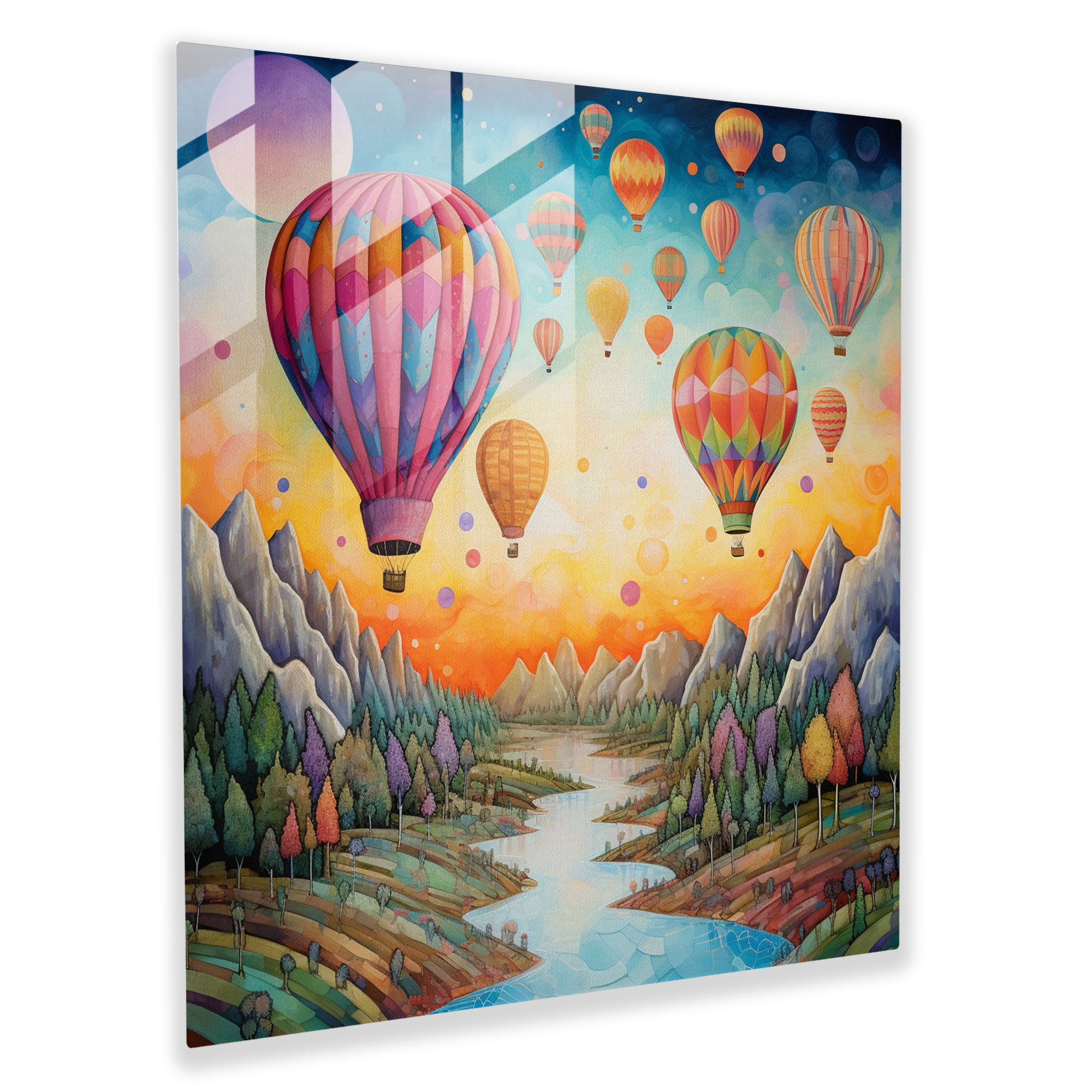 Nursery Glass Print - Whimsical Hot Air Balloons - Nursery, Glass Art, Glass Print, Modern Art