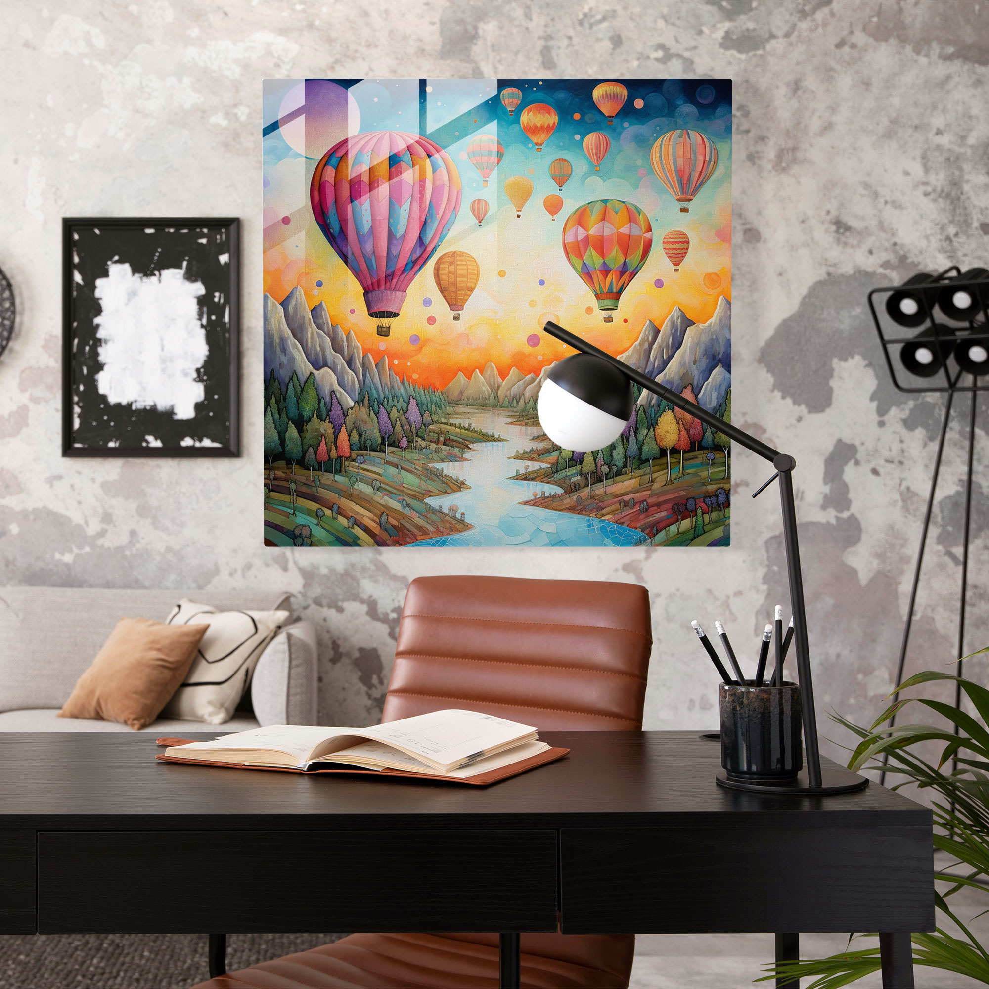 Nursery Glass Print - Whimsical Hot Air Balloons - Nursery, Glass Art, Glass Print, Modern Art