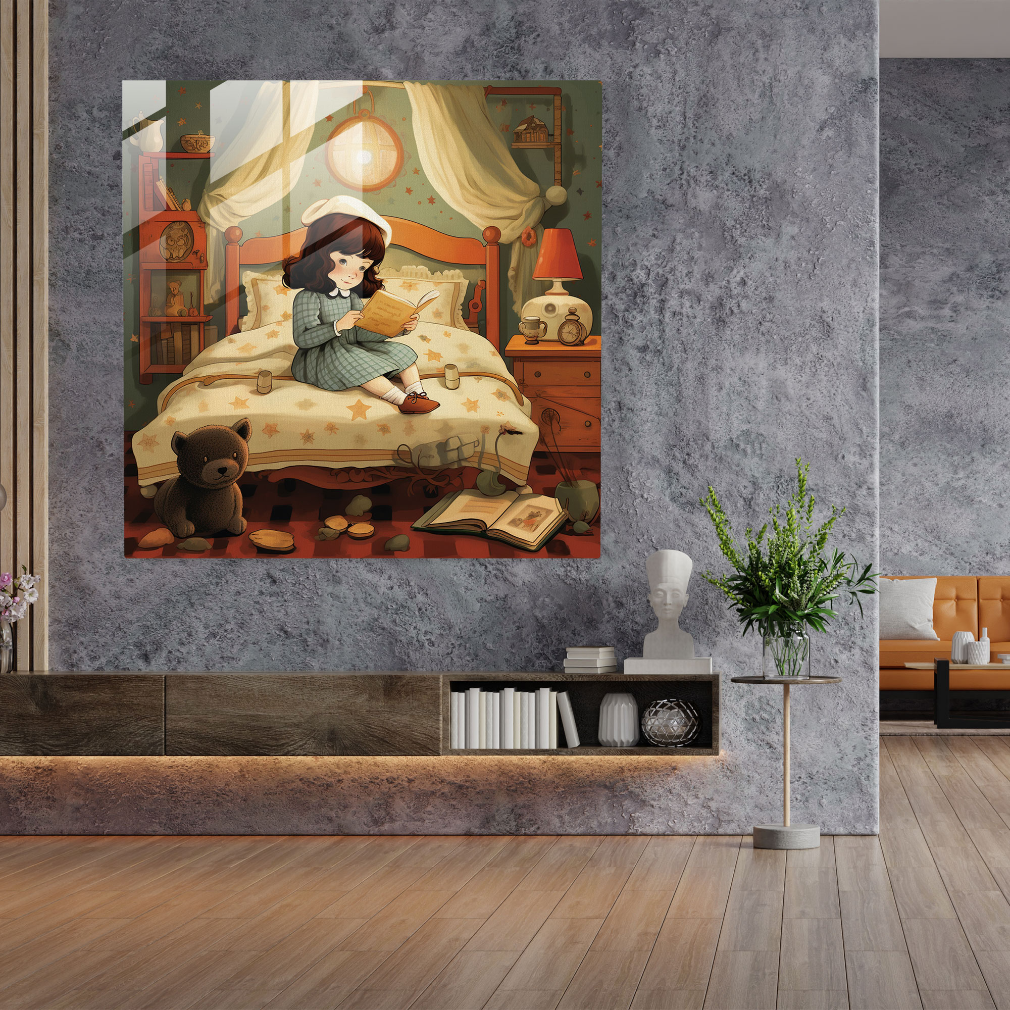 Nursery Glass Print - Retro Nursery Rhyme - Nursery, Glass Wall Art, Nursery Theme, Home Decoration