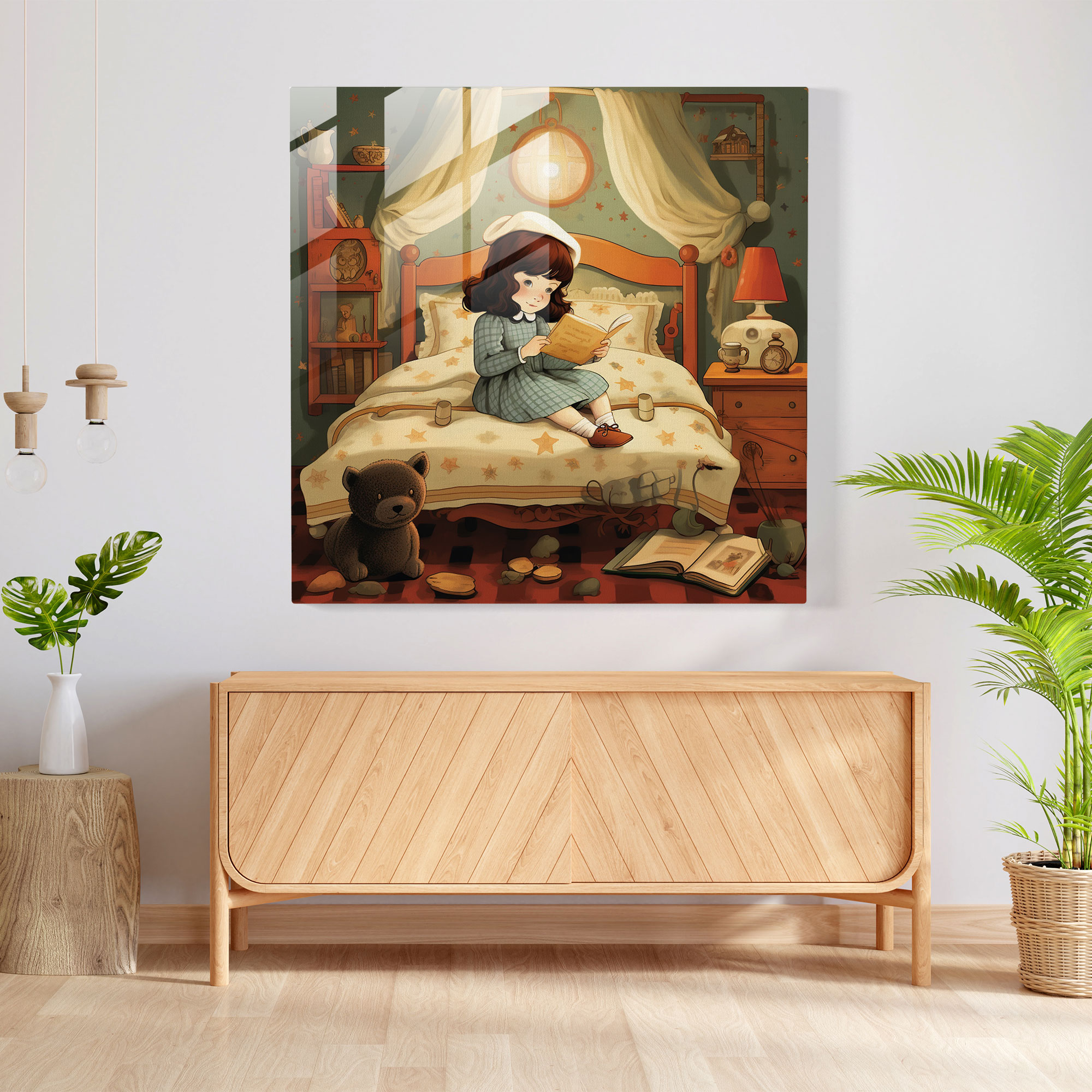 Nursery Glass Print - Retro Nursery Rhyme - Nursery, Glass Wall Art, Nursery Theme, Home Decoration