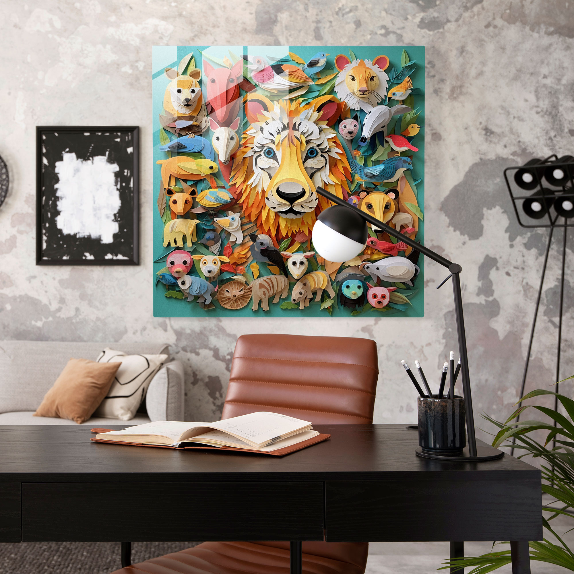 Nursery Glass Print - Whimsical Animal Collage - Nursery, Glass Art, Glass Wall Art, Home Decoration
