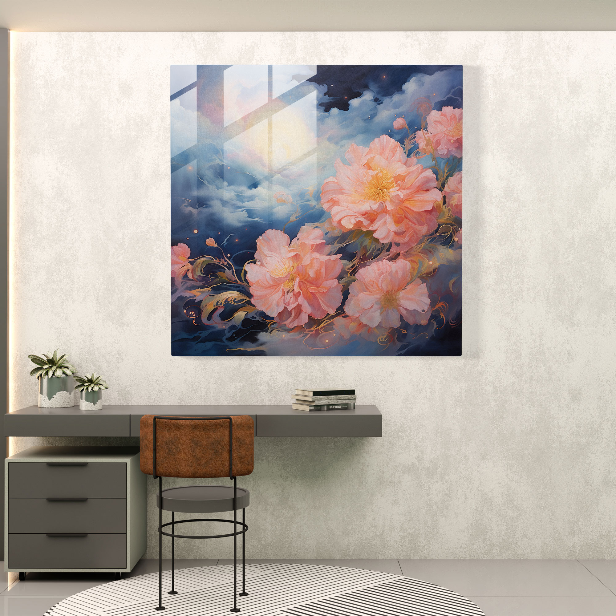 Nursery Glass Print - Serene Nature Elements - Nursery, Glass Art, Nursery Theme, Wall Decoration