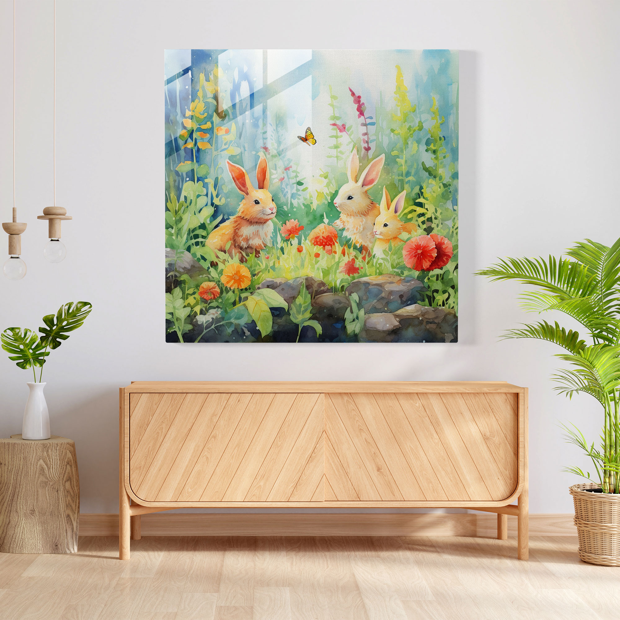 Niedliches Tiermotiv-Glasbild für das Kinderzimmer - Kinderzimmer Wohnkultur Tiermotiv Wanddekoration