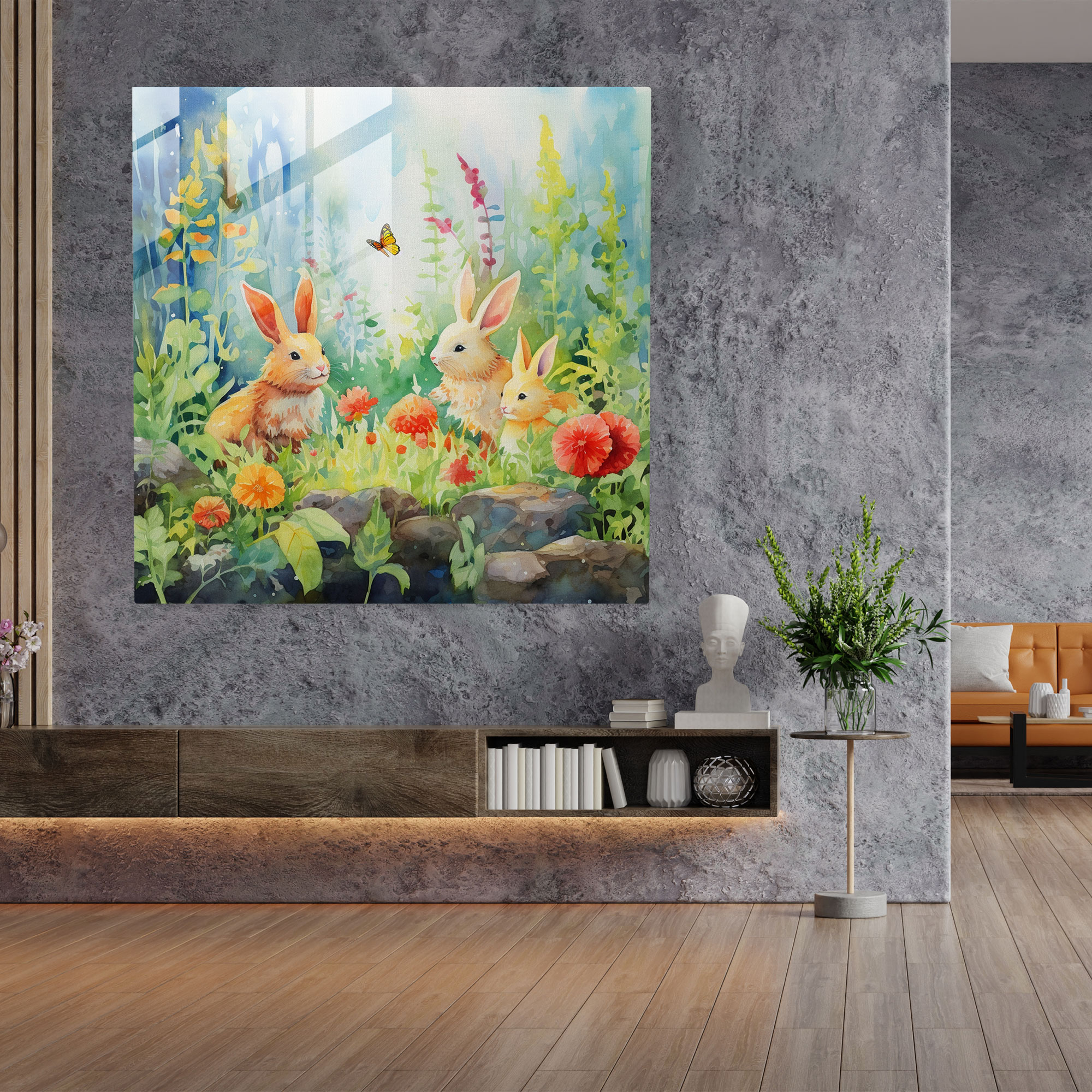 Niedliches Tiermotiv-Glasbild für das Kinderzimmer - Kinderzimmer Wohnkultur Tiermotiv Wanddekoration