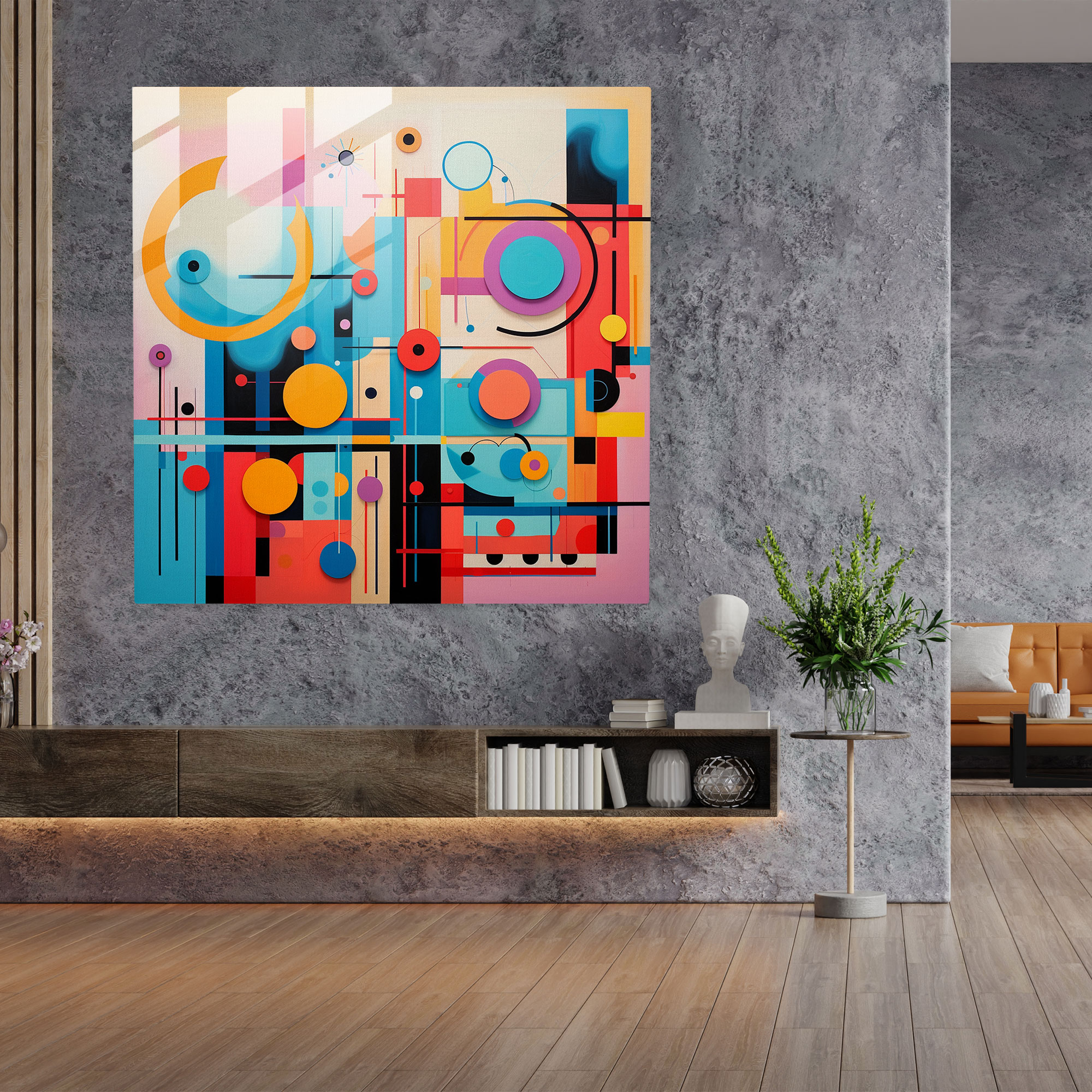 Glasbild mit Kindergedichtmotiven - Kinderzimmer geometrische Formen Glasbild Wohnkultur