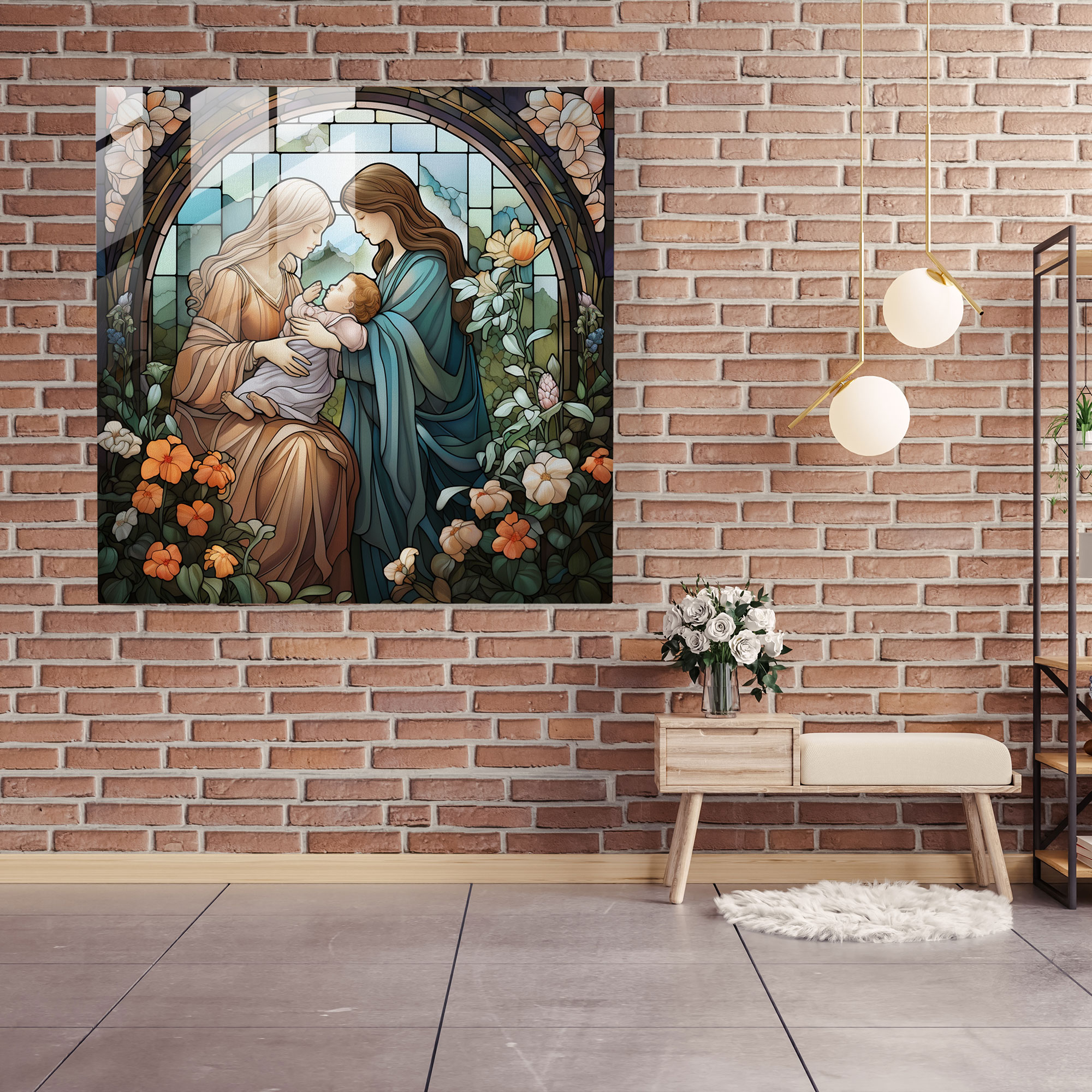 Delicate Stained Glass Nursery Print - Nursery, Wall Decoration, Delicate Artwork, Glass Print