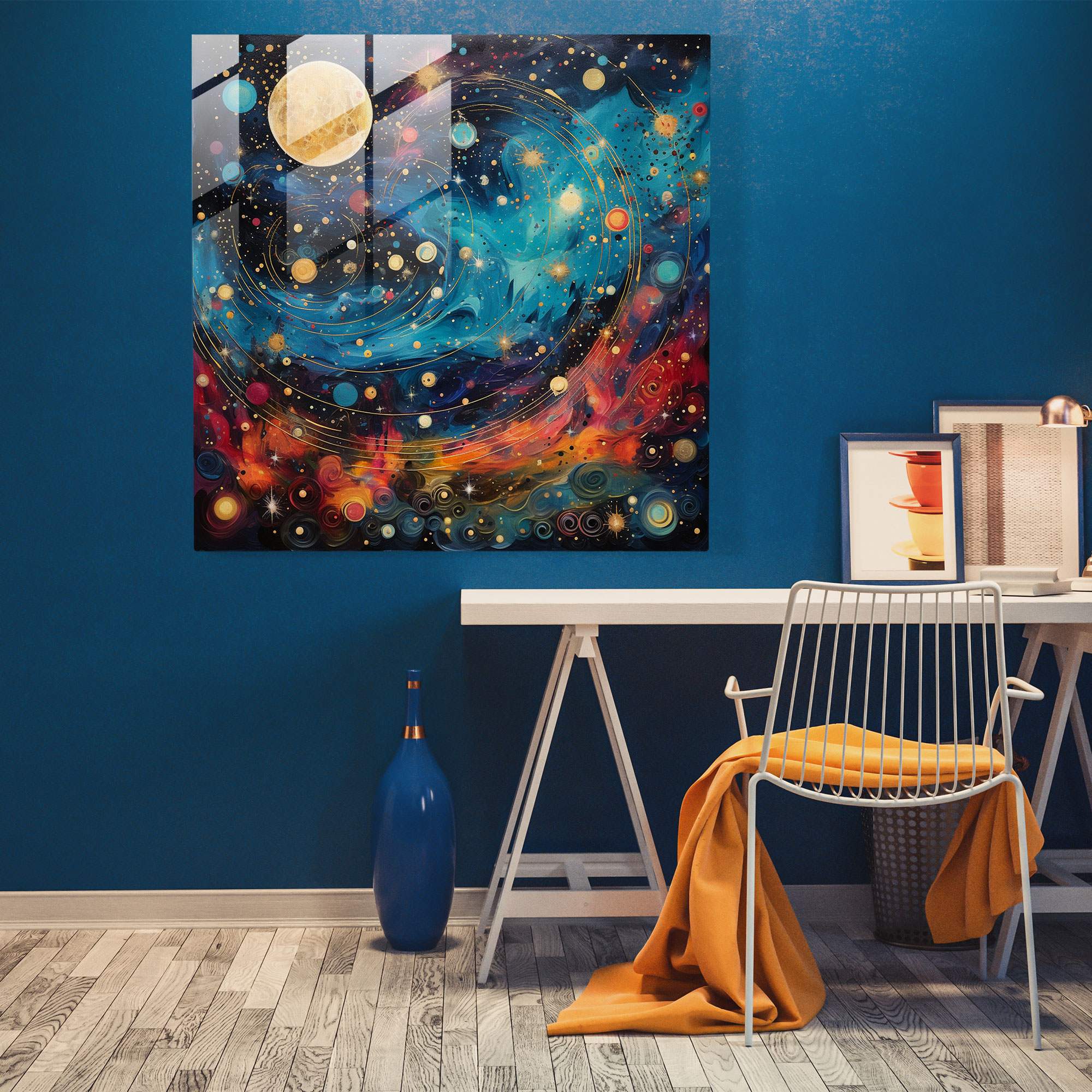Glasbild Himmelskrippe - Kinderzimmer Zuhause Dekoration Glas Wandkunst