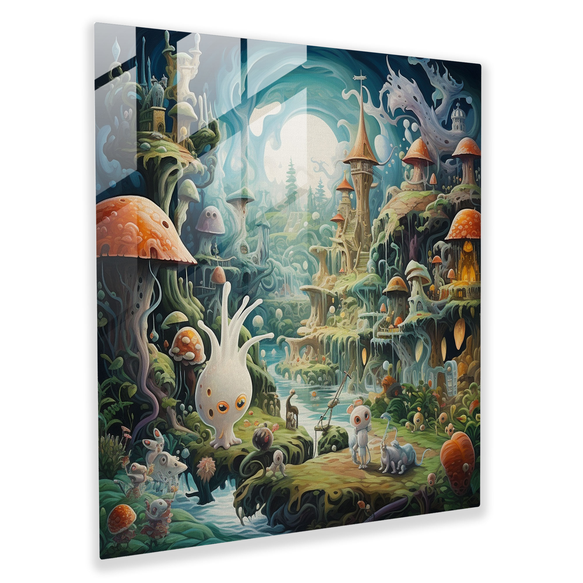 Glasbild Fantasy Kinderzimmer - Kinderzimmer Ölgemälde Dekoration für Zuhause Glas-Kunst