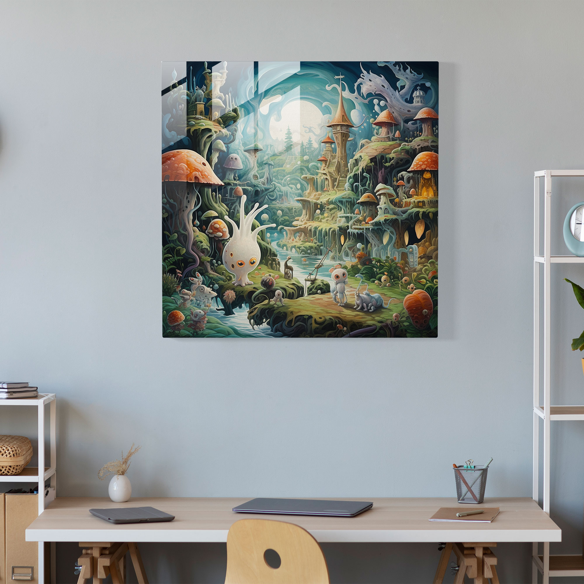 Glasbild Fantasy Kinderzimmer - Kinderzimmer Ölgemälde Dekoration für Zuhause Glas-Kunst