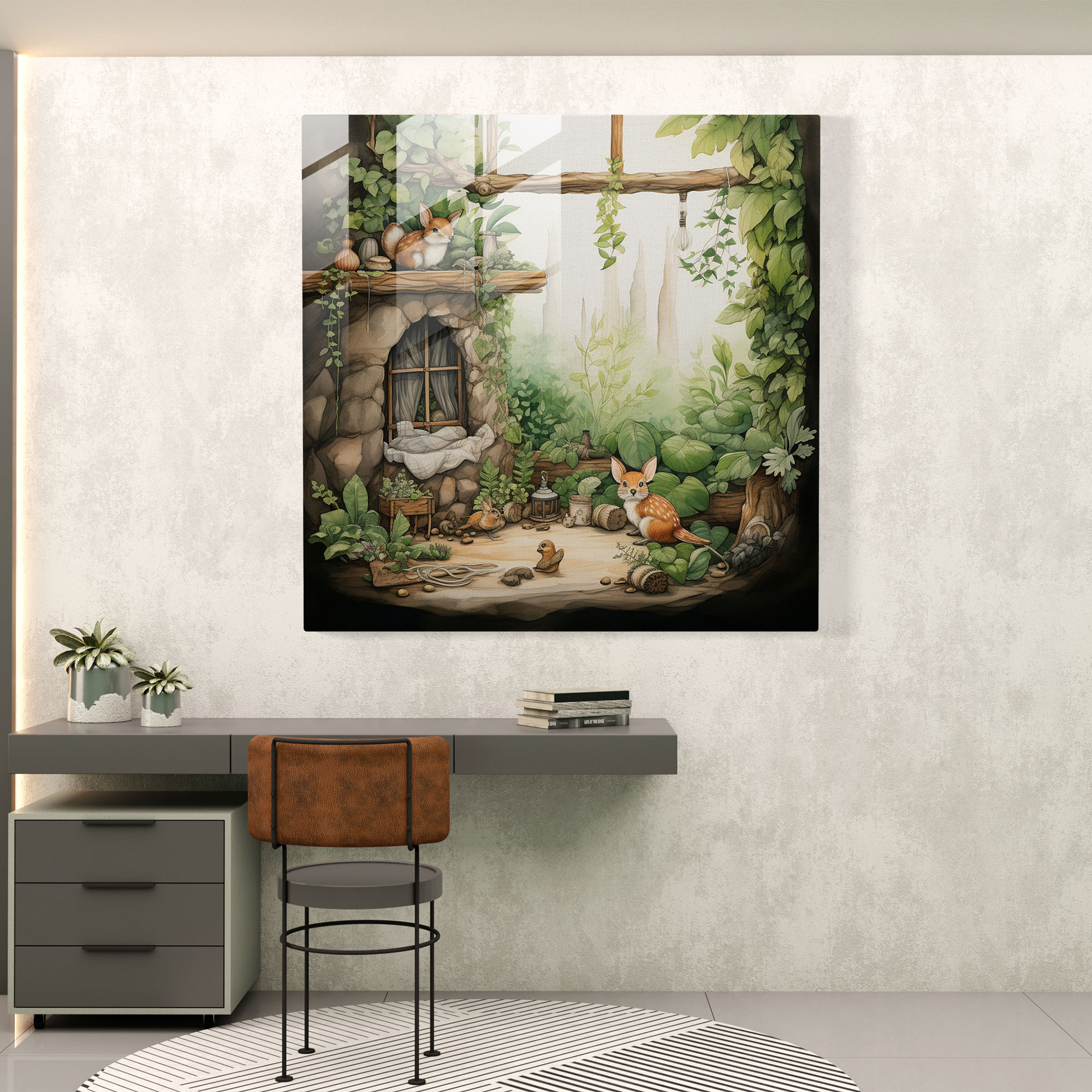 Glasbild Natur Nursery - Kinderzimmer Glas Kunst Glas Wandkunst üppiges Grünzeug