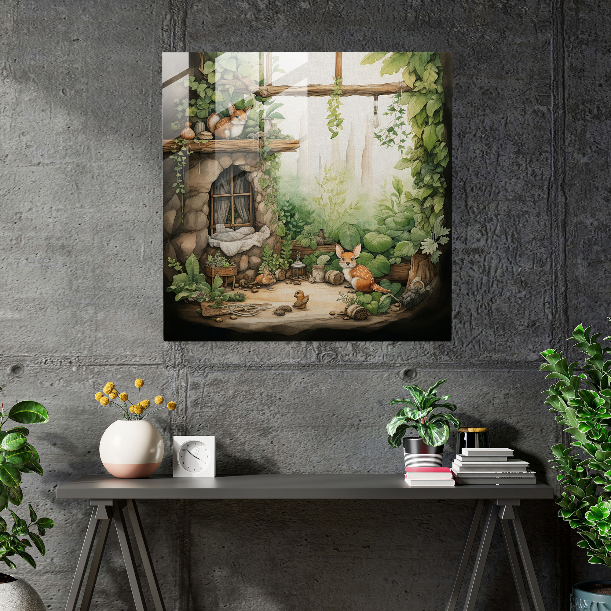 Glasbild Natur Nursery - Kinderzimmer Glas Kunst Glas Wandkunst üppiges Grünzeug