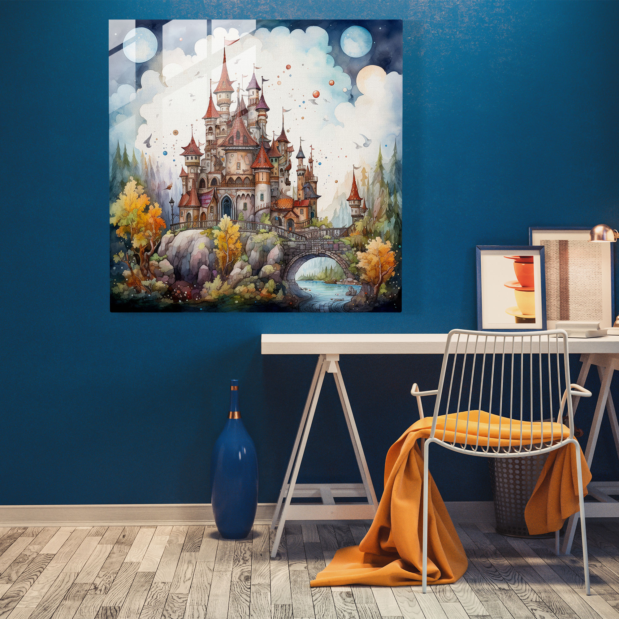 Fairy Tale Nursery Glass Print - Nursery, Modern Art, Magical Creatures, Glass Art