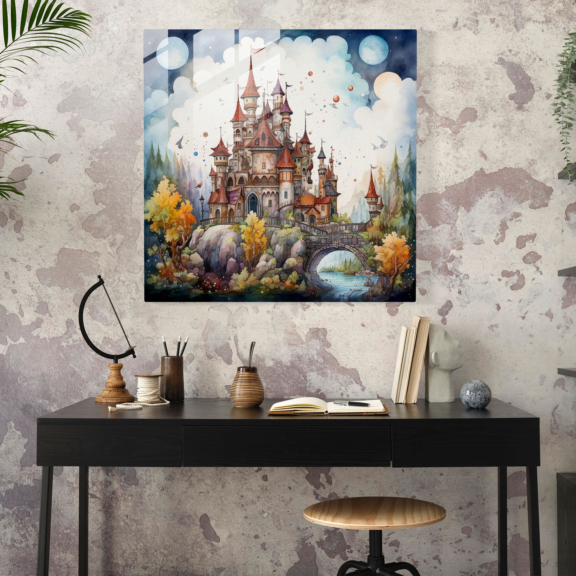 Fairy Tale Nursery Glass Print - Nursery, Modern Art, Magical Creatures, Glass Art