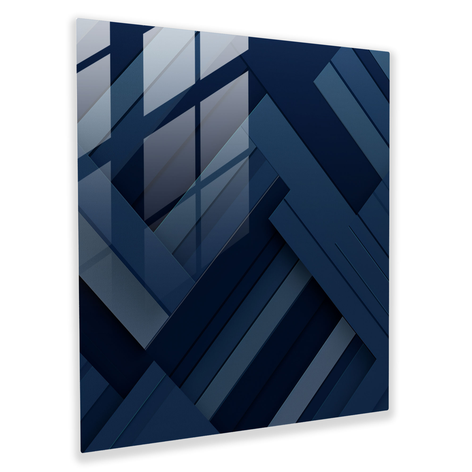 Navy Blue Geometric Glass Print - Navy Blue, Clean Lines, Glass Print, Navy Blue