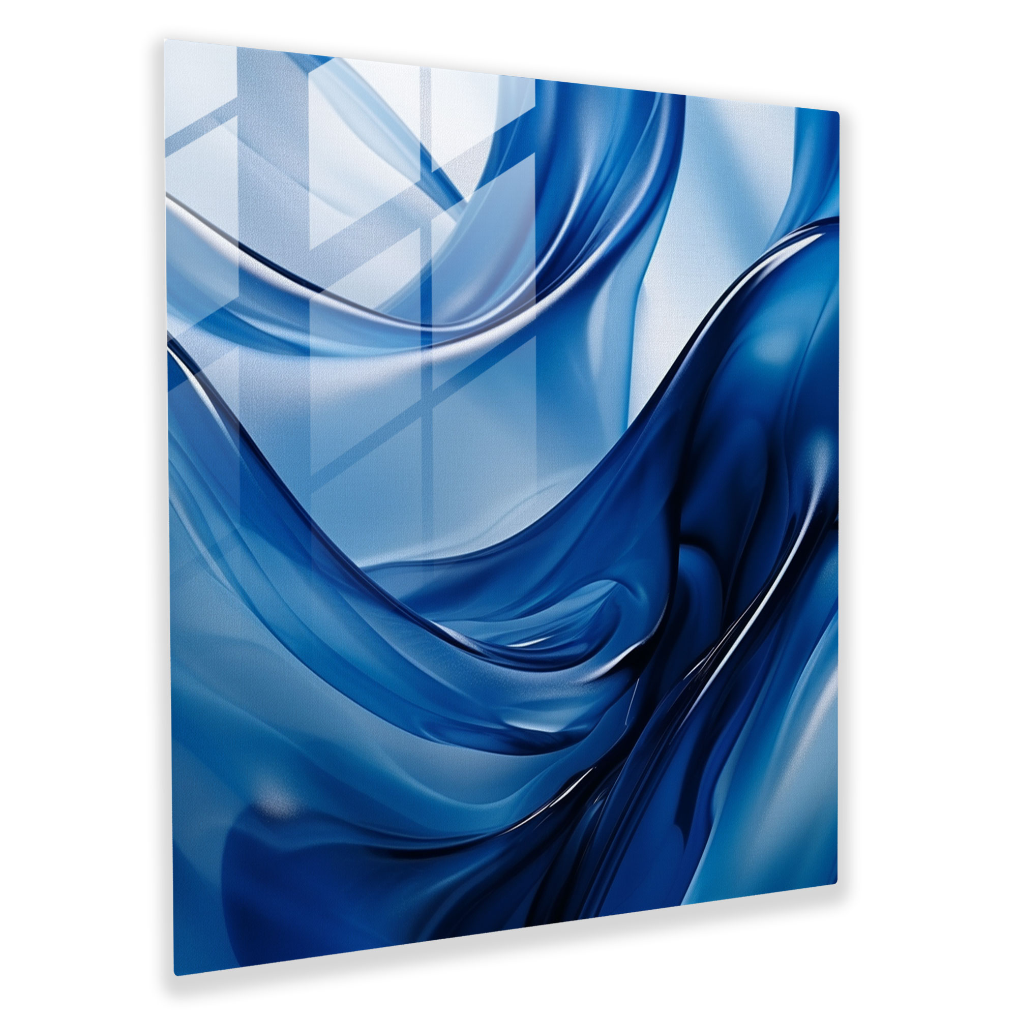 Flowing Water Navy Blue Glass Print - Navy Blue, Flowing Water, Navy Blue, Fluidity