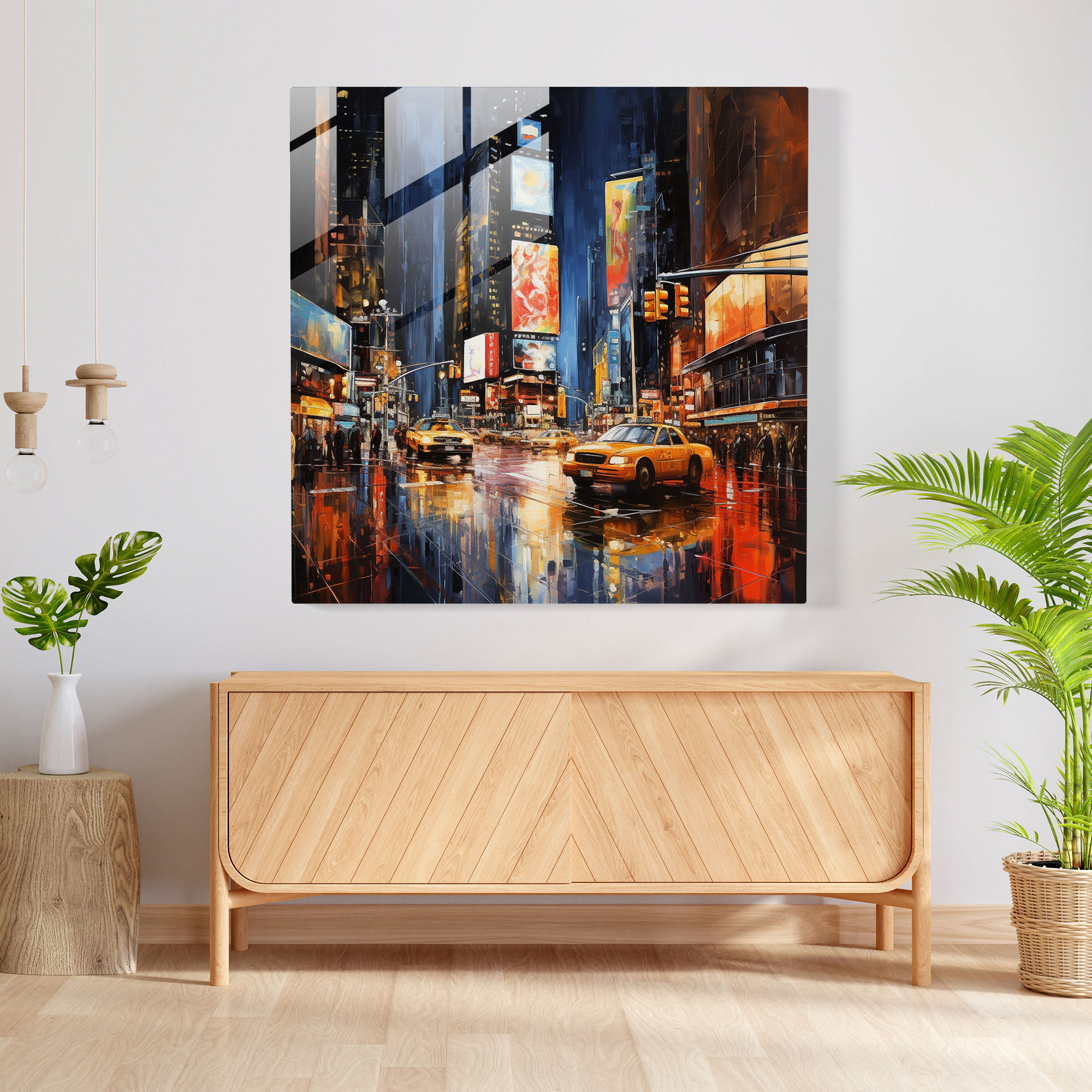Glorious Glass Print - Radiant Urban Nightscape