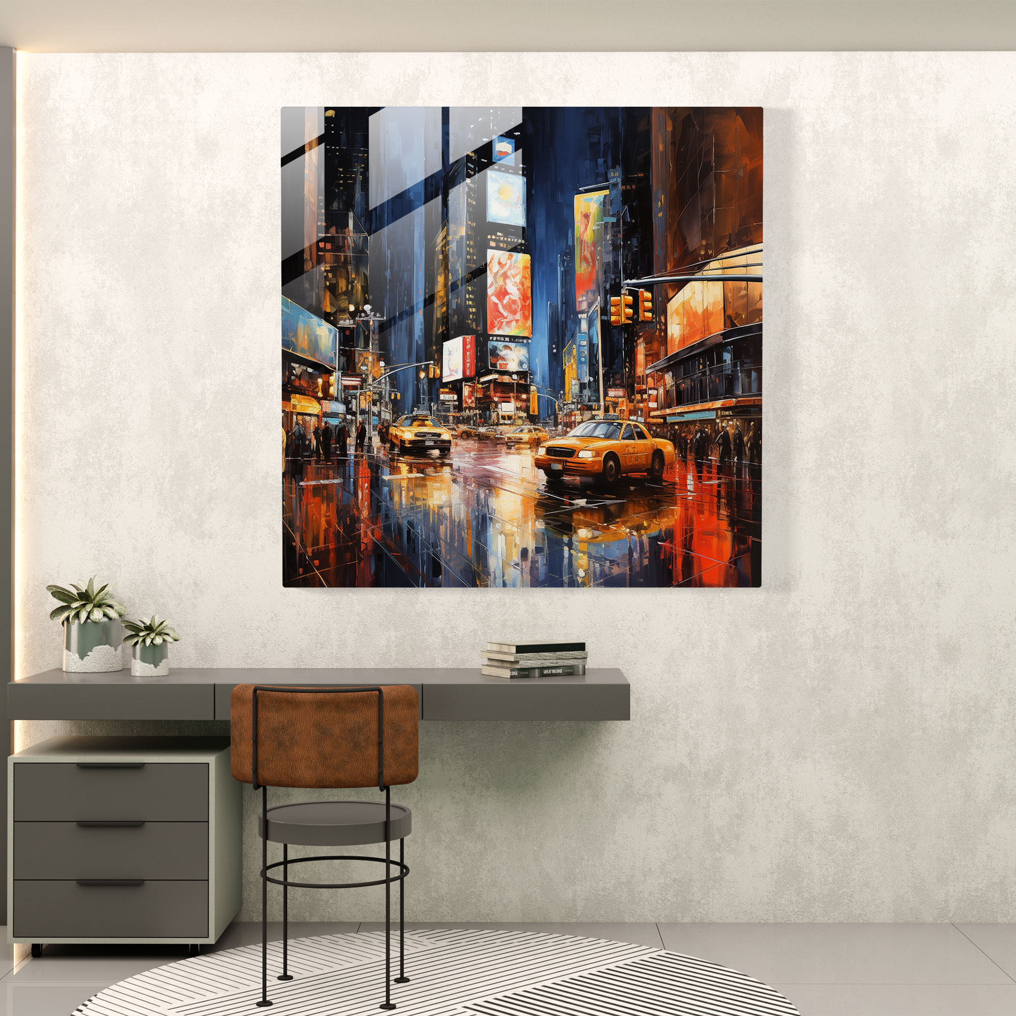 Glorious Glass Print - Radiant Urban Nightscape