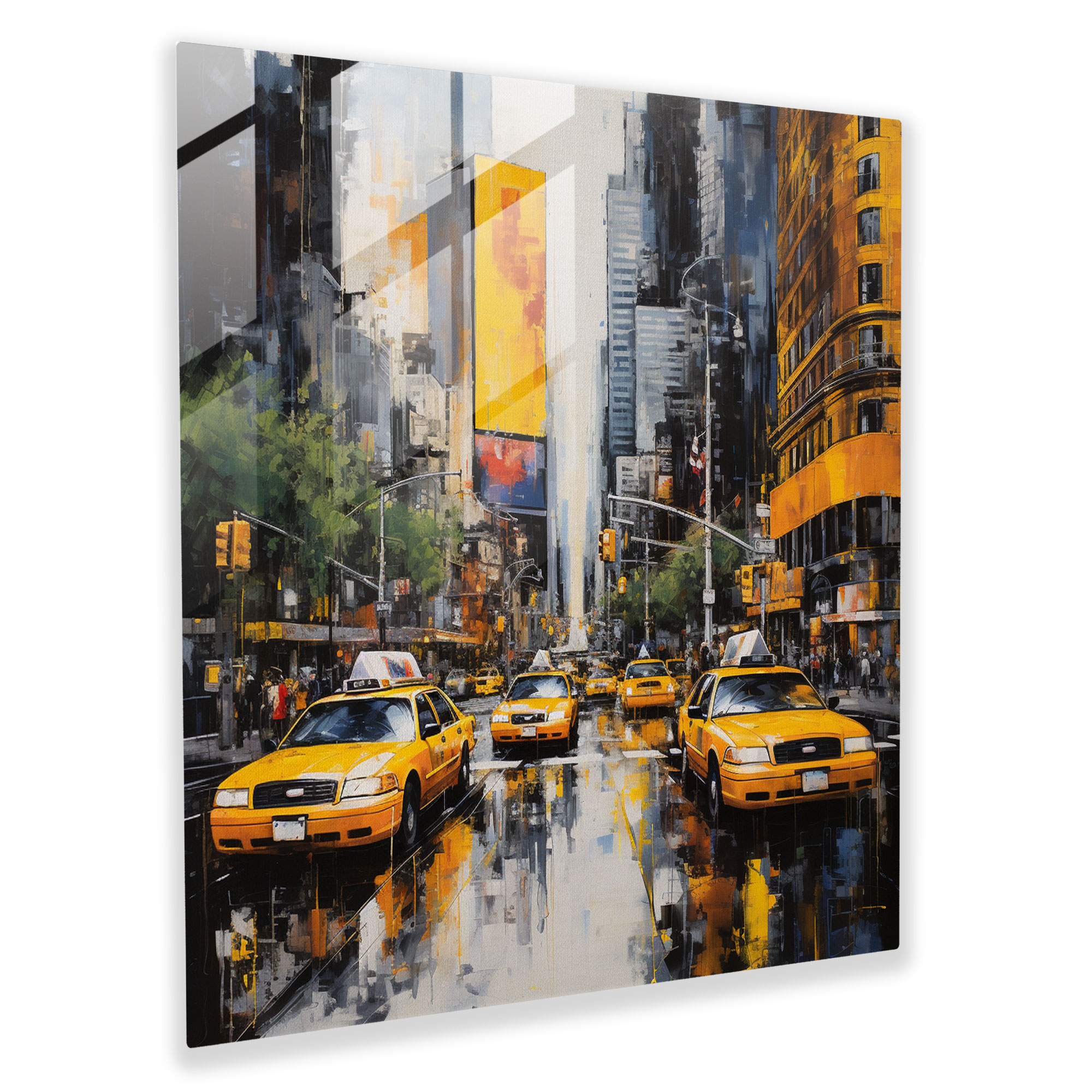 Dynamic Glass Print - Rush Hour's Colorful Symphony